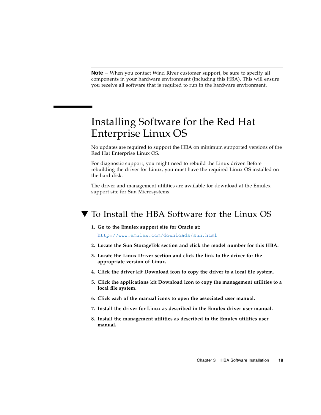 Oracle Audio Technologies SG-XPCIE2FC-ATCA-Z manual Installing Software for the Red Hat Enterprise Linux OS 