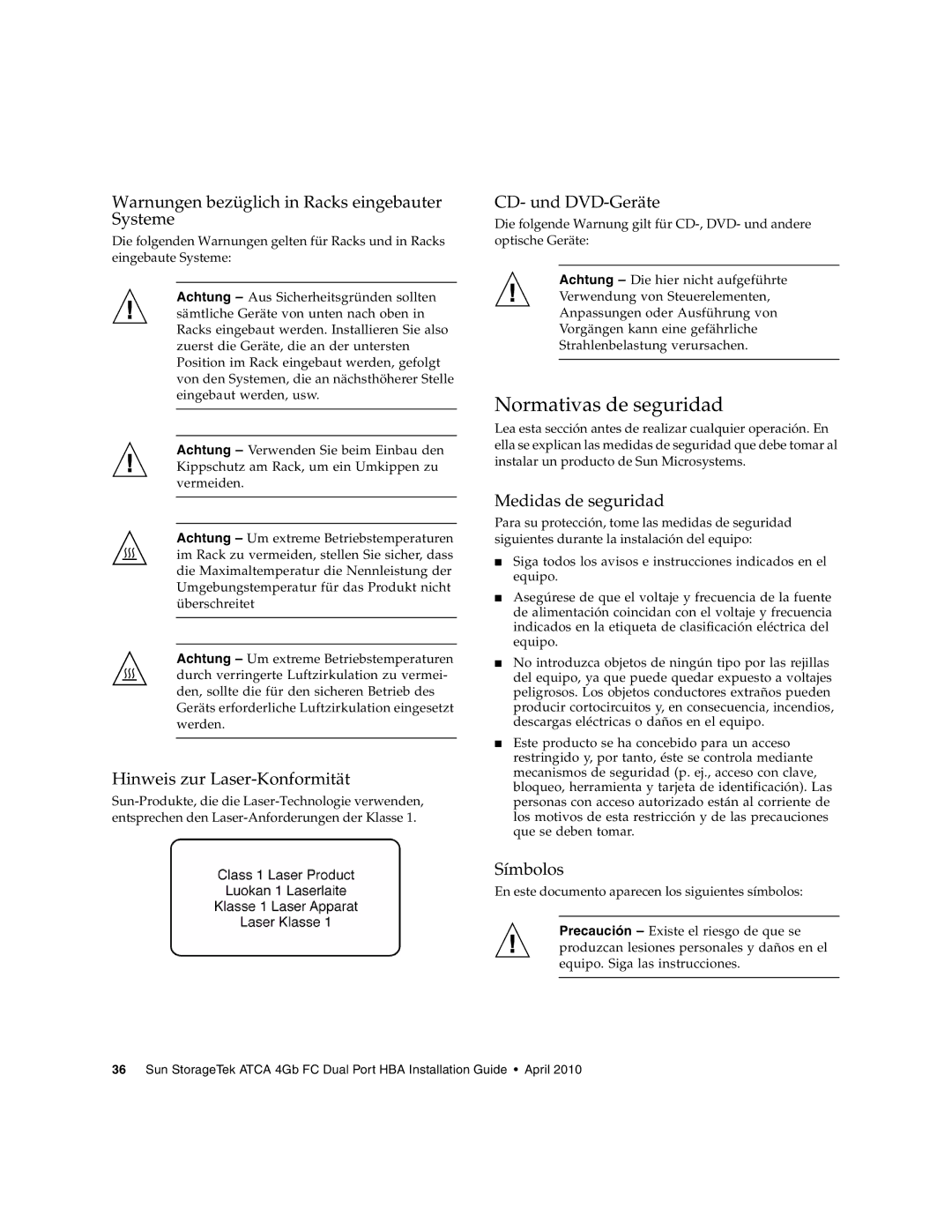 Oracle Audio Technologies SG-XPCIE2FC-ATCA-Z manual Normativas de seguridad 