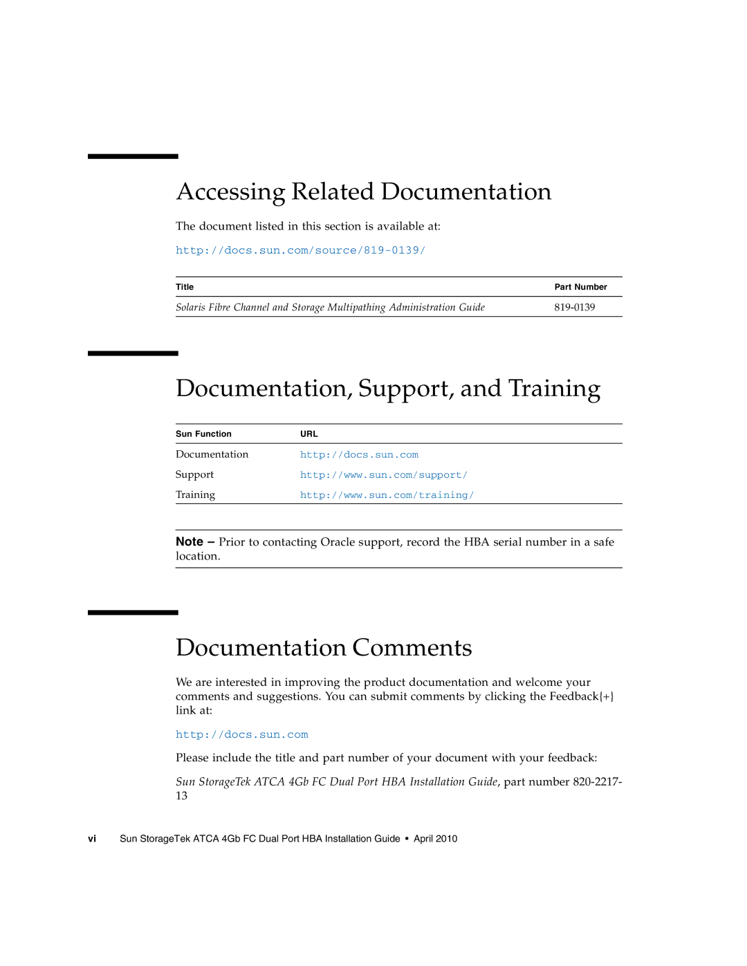 Oracle Audio Technologies SG-XPCIE2FC-ATCA-Z manual Accessing Related Documentation, Documentation, Support, and Training 