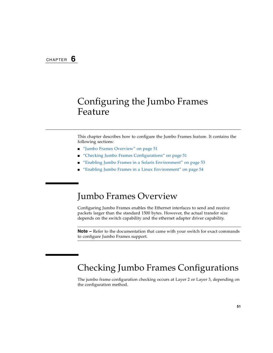 Oracle Audio Technologies SunDual 10GbE XFP manual Configuring the Jumbo Frames Feature, Jumbo Frames Overview 