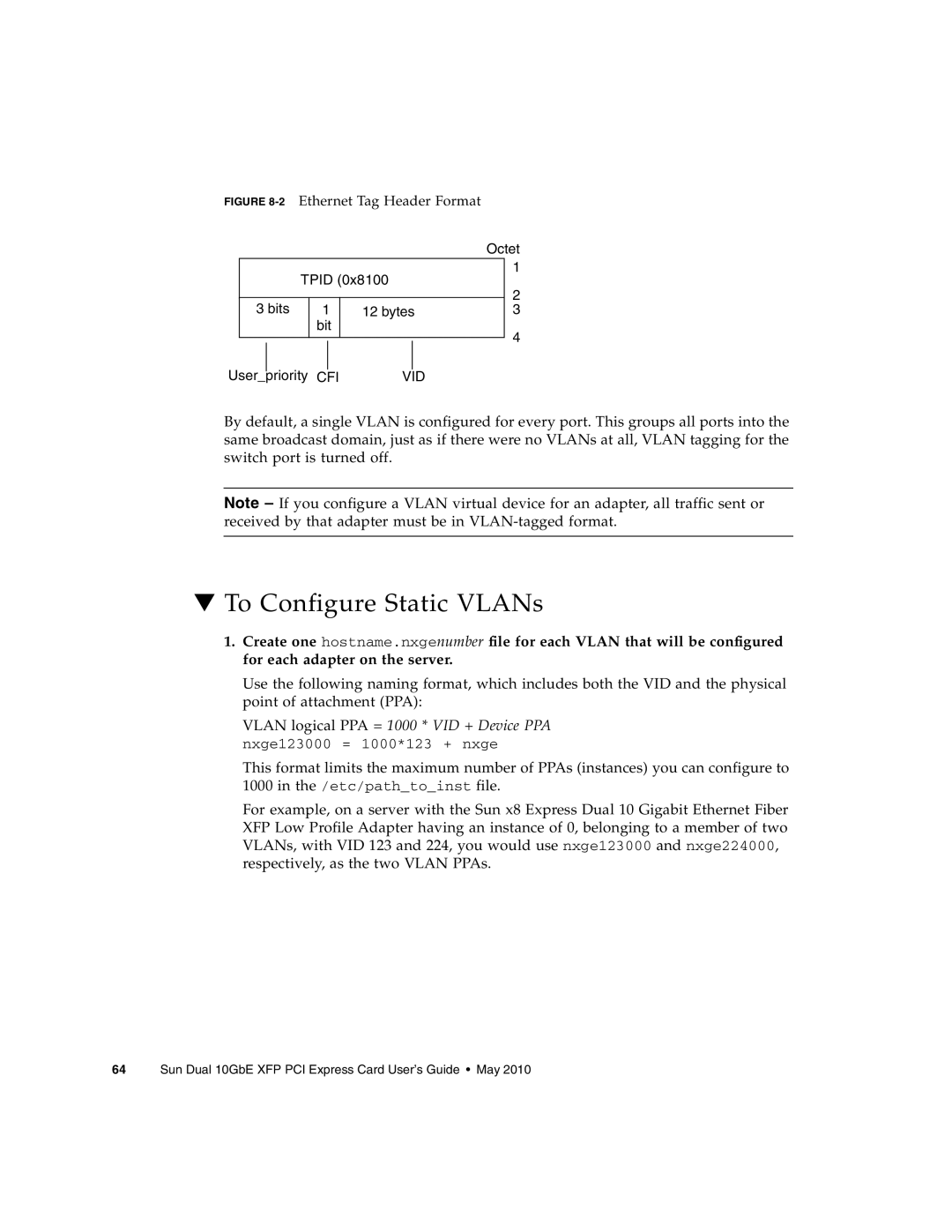 Oracle Audio Technologies SunDual 10GbE XFP manual To Configure Static VLANs 