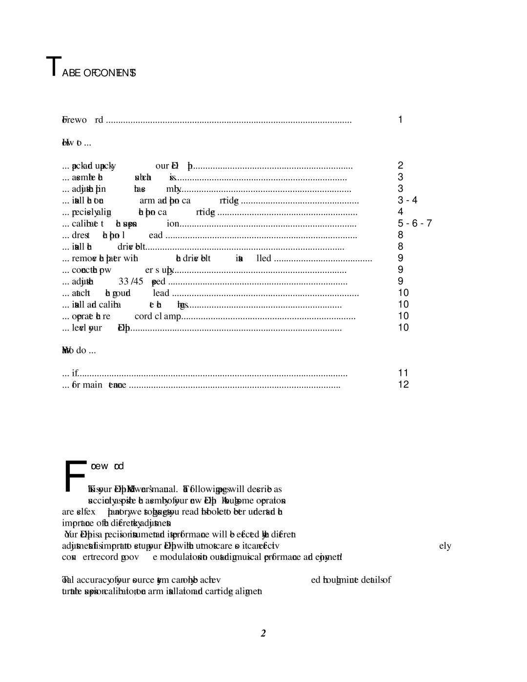 Oracle Audio Technologies V owner manual Table of Contents 