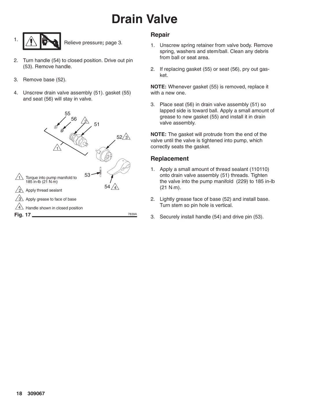 Oracom MAX 695 dimensions Drain Valve, Repair, Replacement 