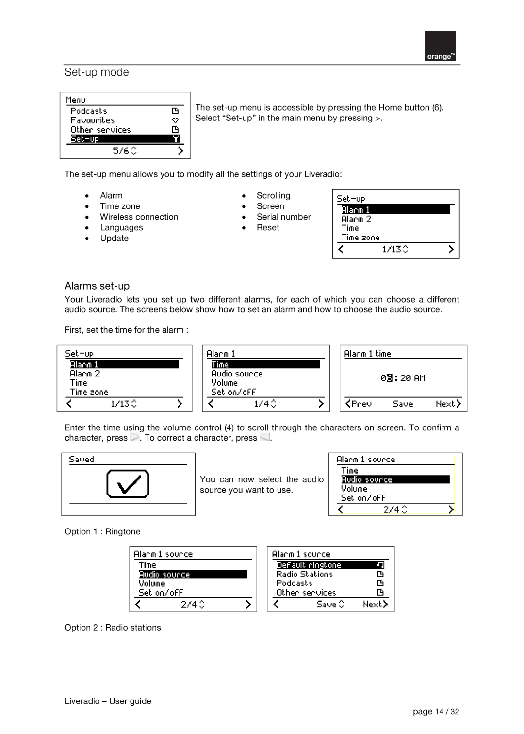 Orange Micro B31100004-B manual Set-up mode, Alarms set-up 