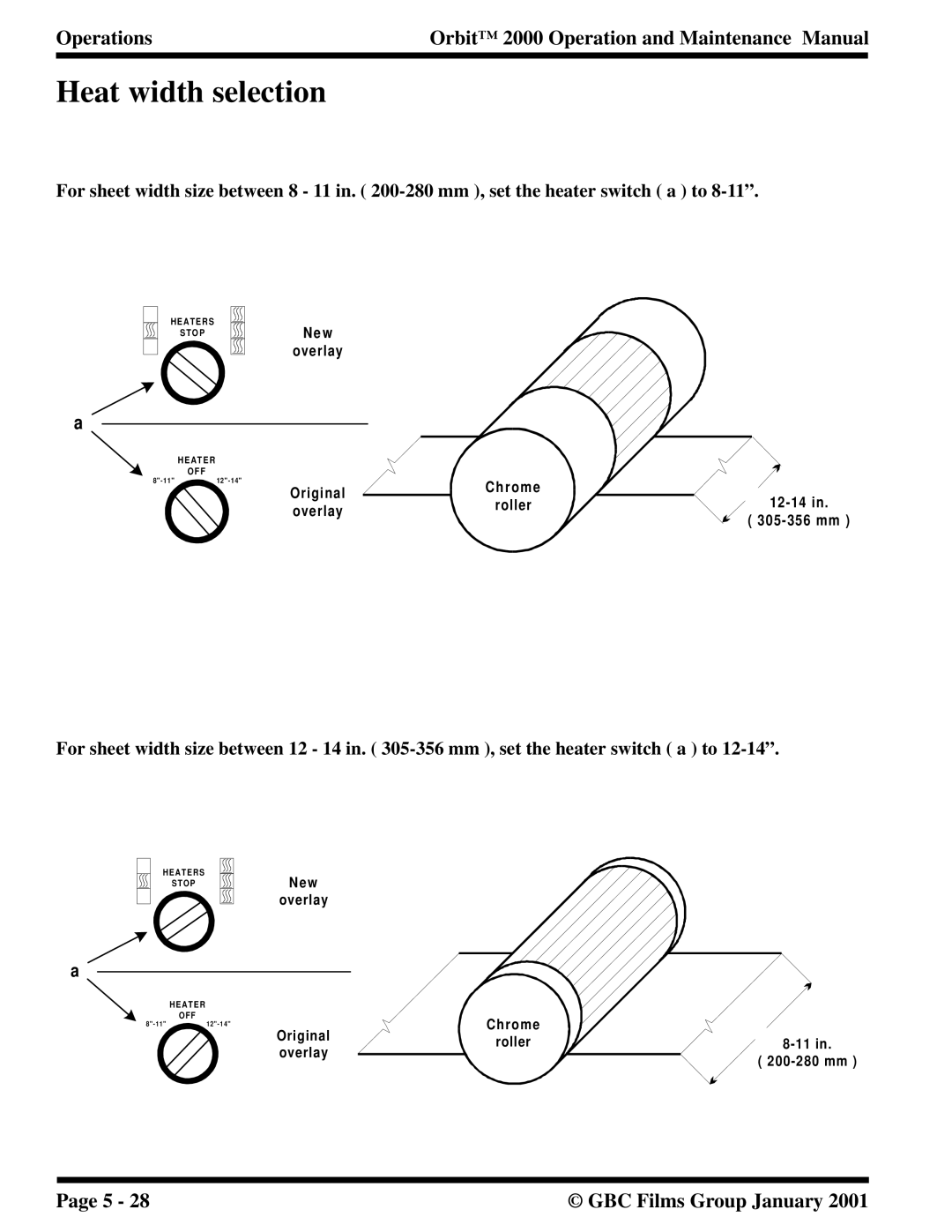 Orbit Manufacturing 2000 manual Heat width selection 