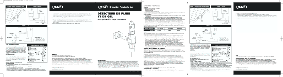 Orbit Manufacturing 57069 Instructions Dinstallation, Anulación DEL Sensor, Mantenimiento, Consejo, Entretien, Aide 