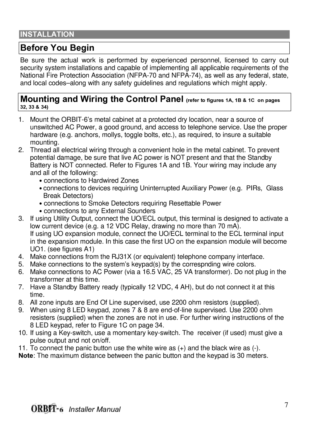 Orbit Manufacturing ORBIT-6 RP-206 manual Before You Begin, Installation 