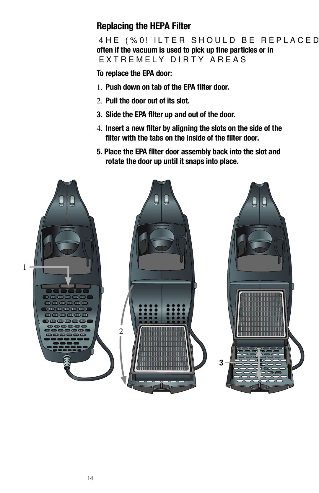 Oreck 1600 manual Replacing the Hepa Filter 