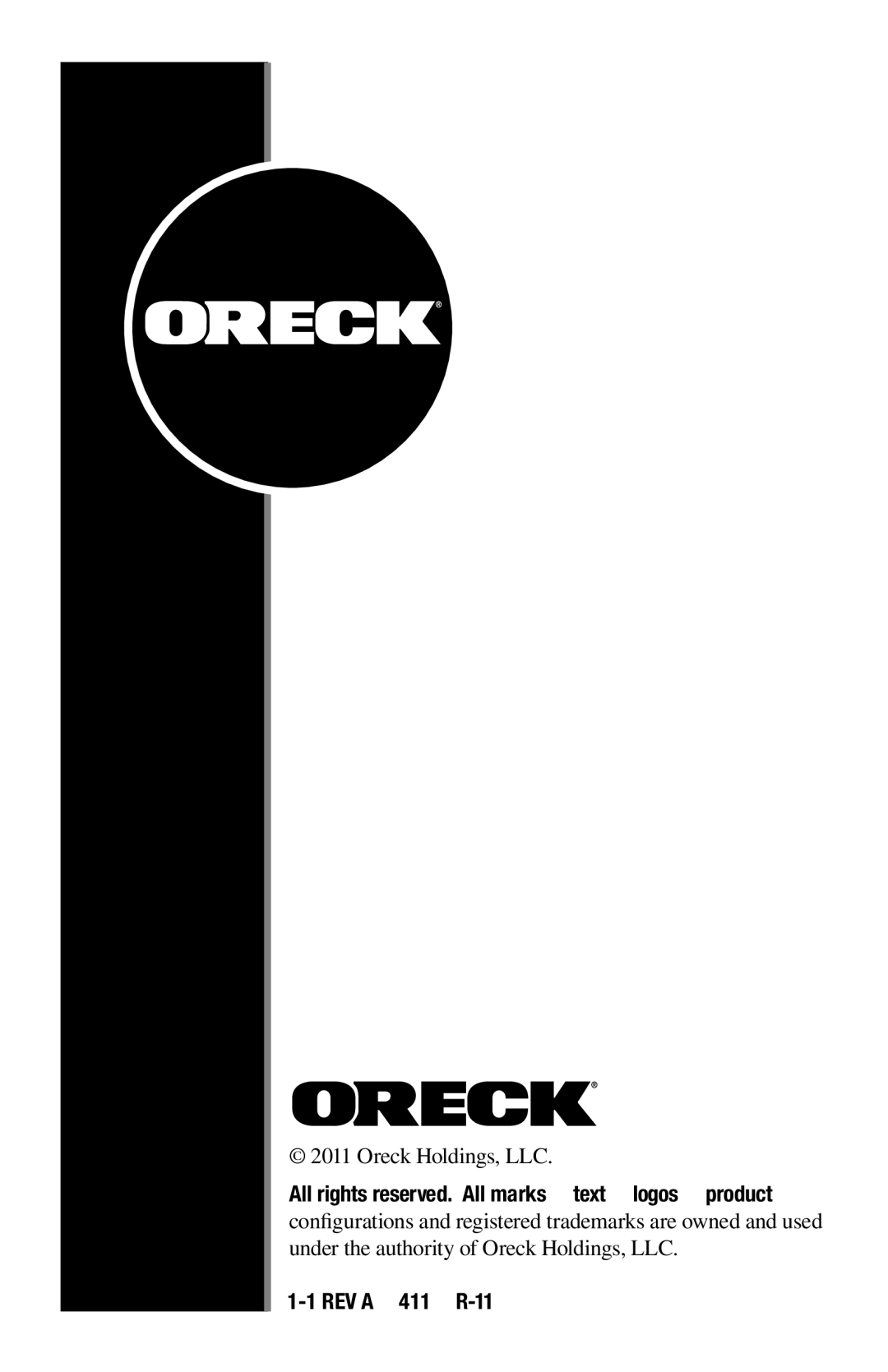 Oreck 1600 manual REV a 04/11 R-10315 