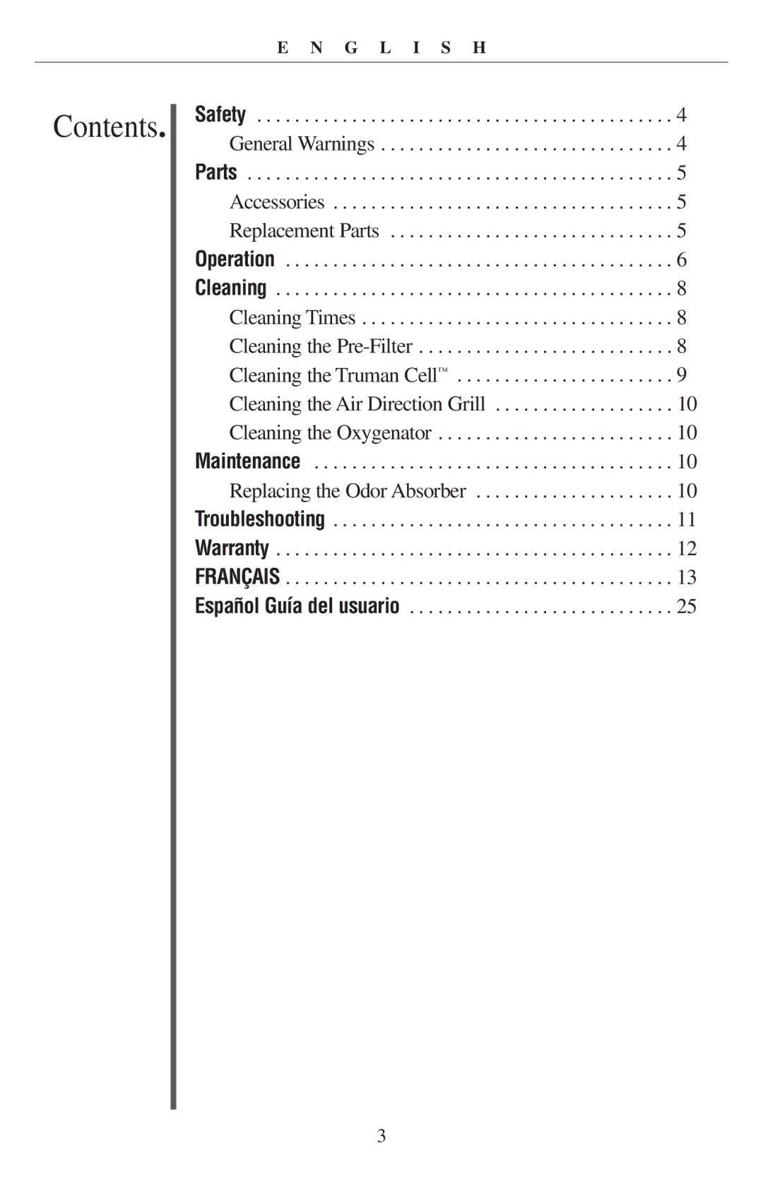 Oreck 21057-03 manual Contents 