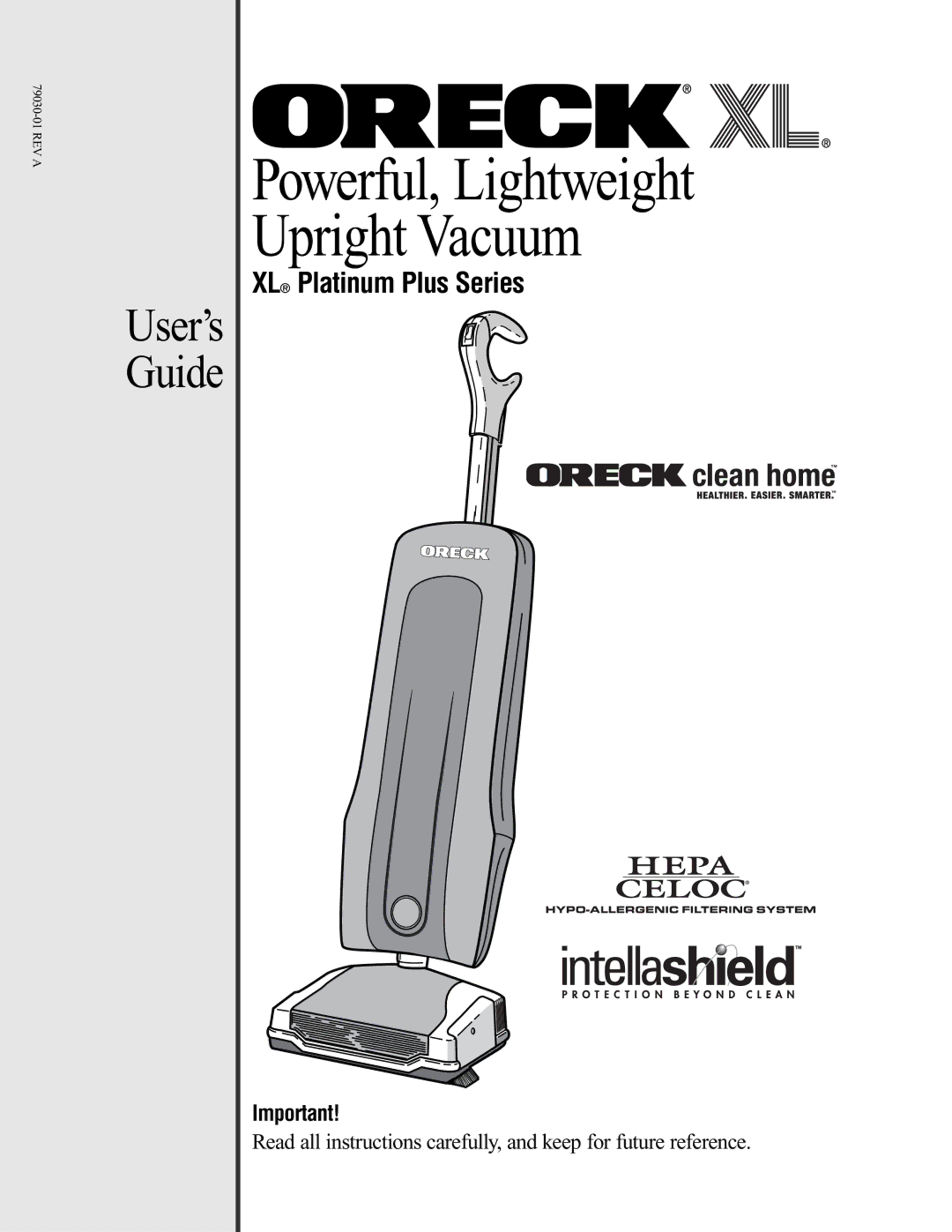 Oreck 79030-01REVA manual Powerful, Lightweight Upright Vacuum 