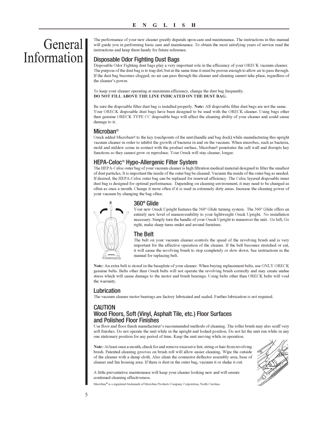 Oreck 79052-01REVA manual General Information 