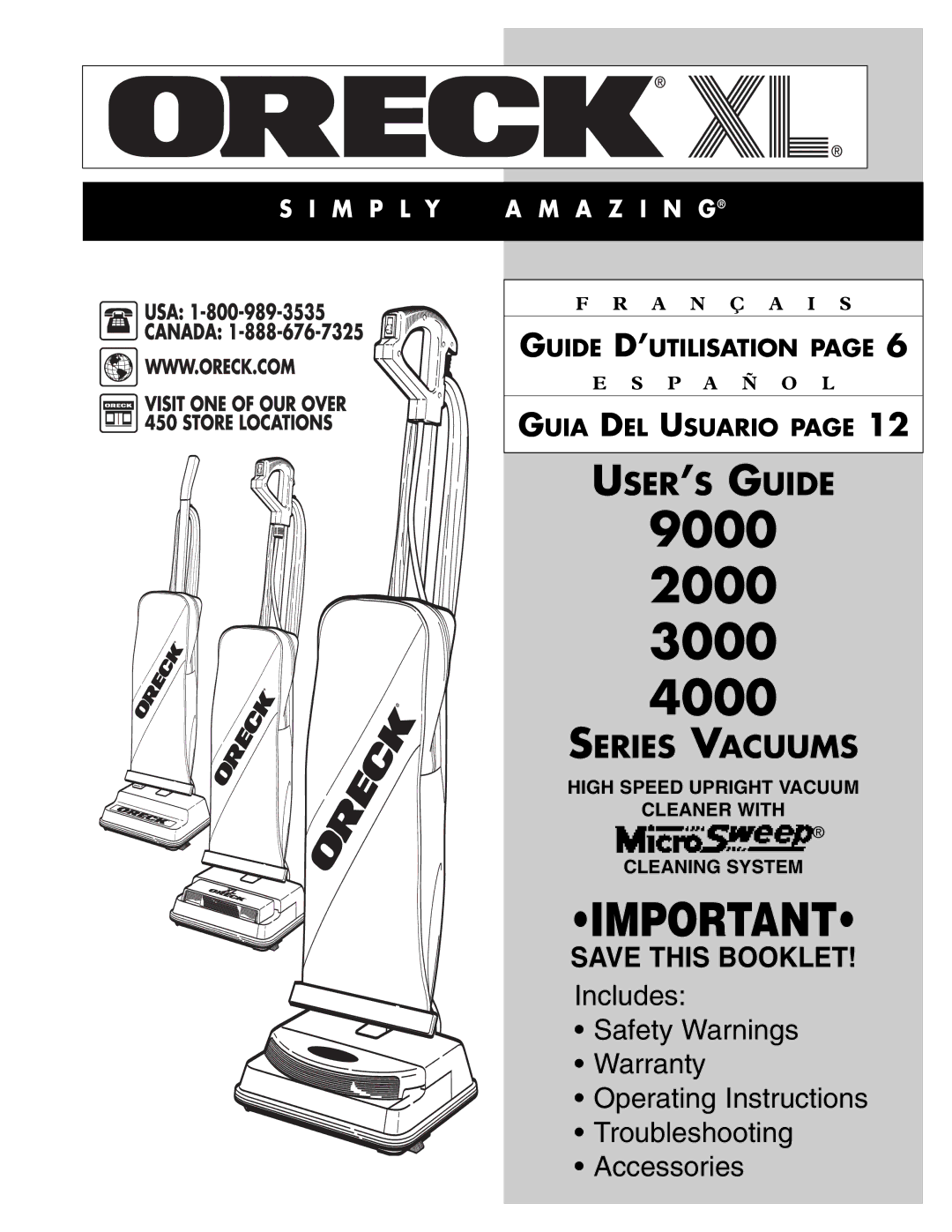 Oreck warranty 9000 2000 3000 4000 