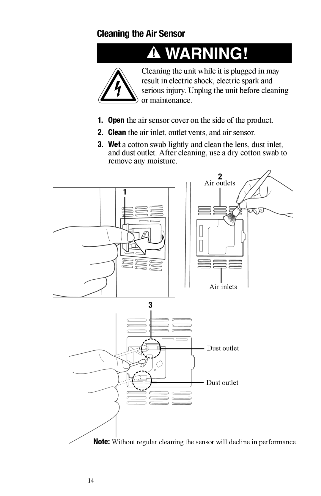 Oreck manual Cleaning the Air Sensor 