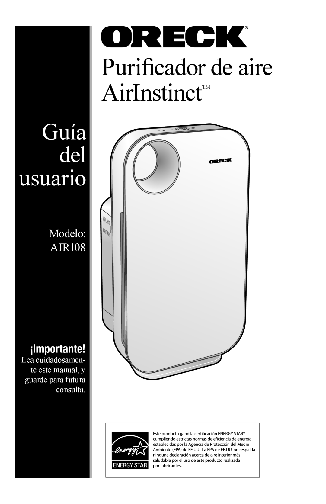 Oreck manual Purificador de aire AirInstinctTM 