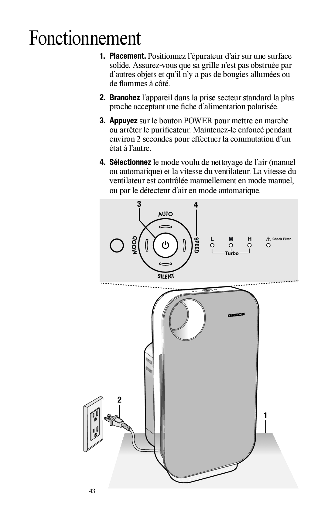 Oreck Air manual Fonctionnement 