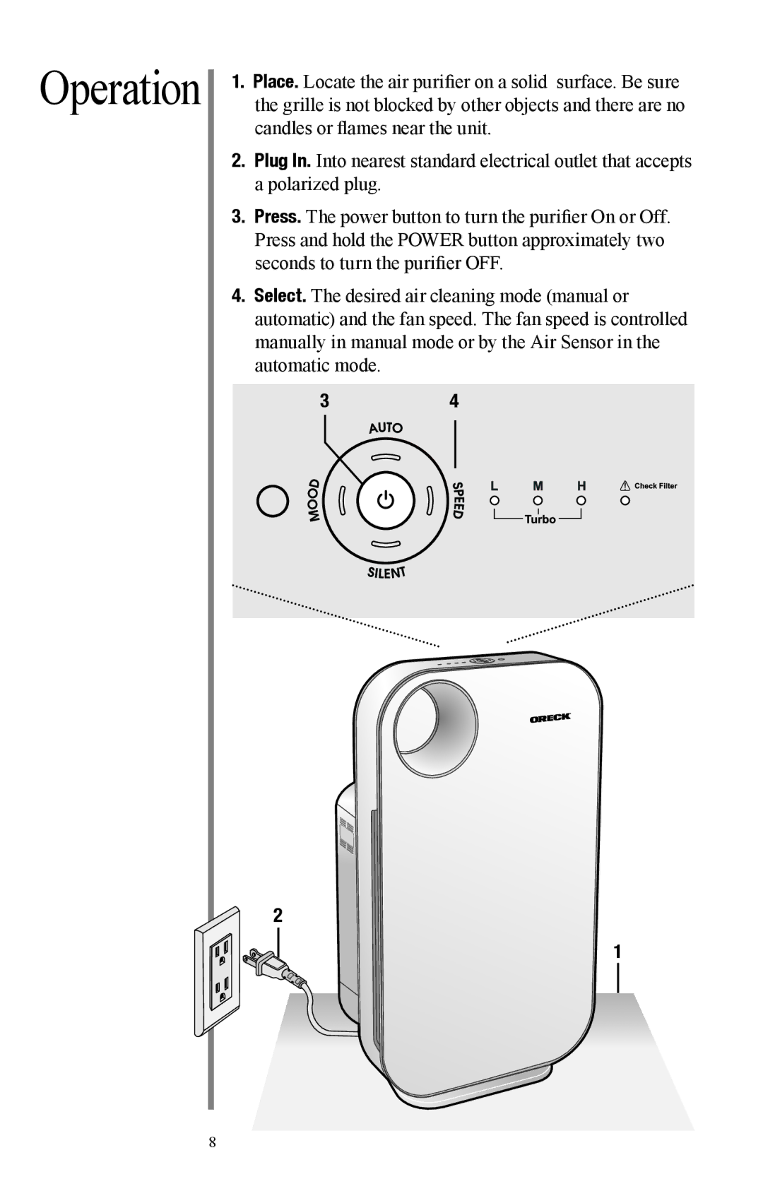 Oreck Air manual Operation 