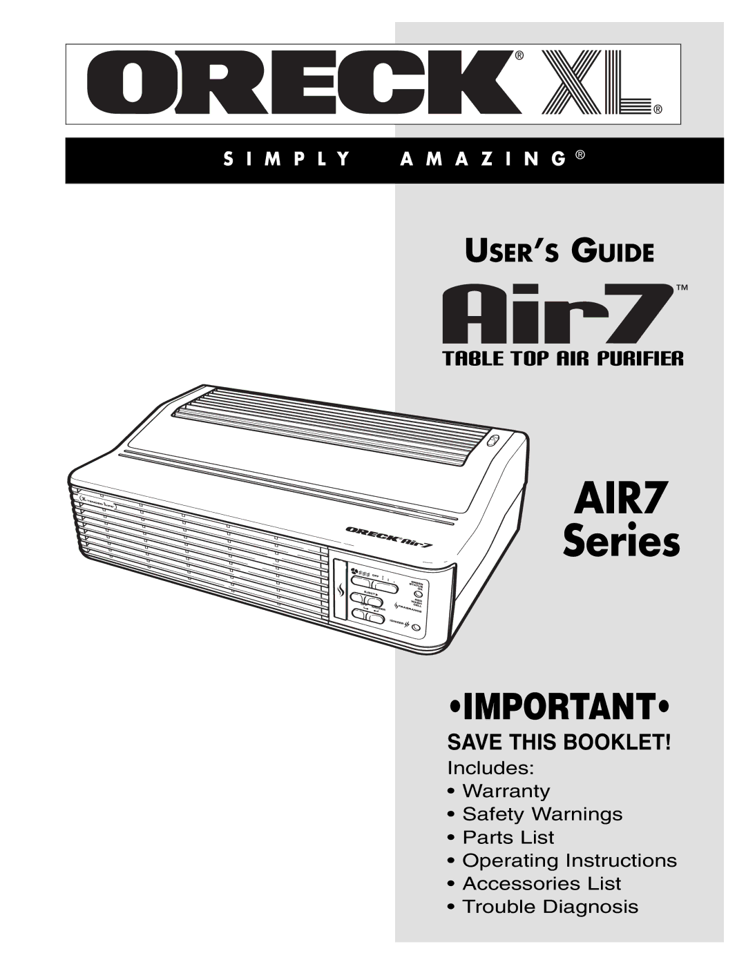 Oreck AIR7 warranty 