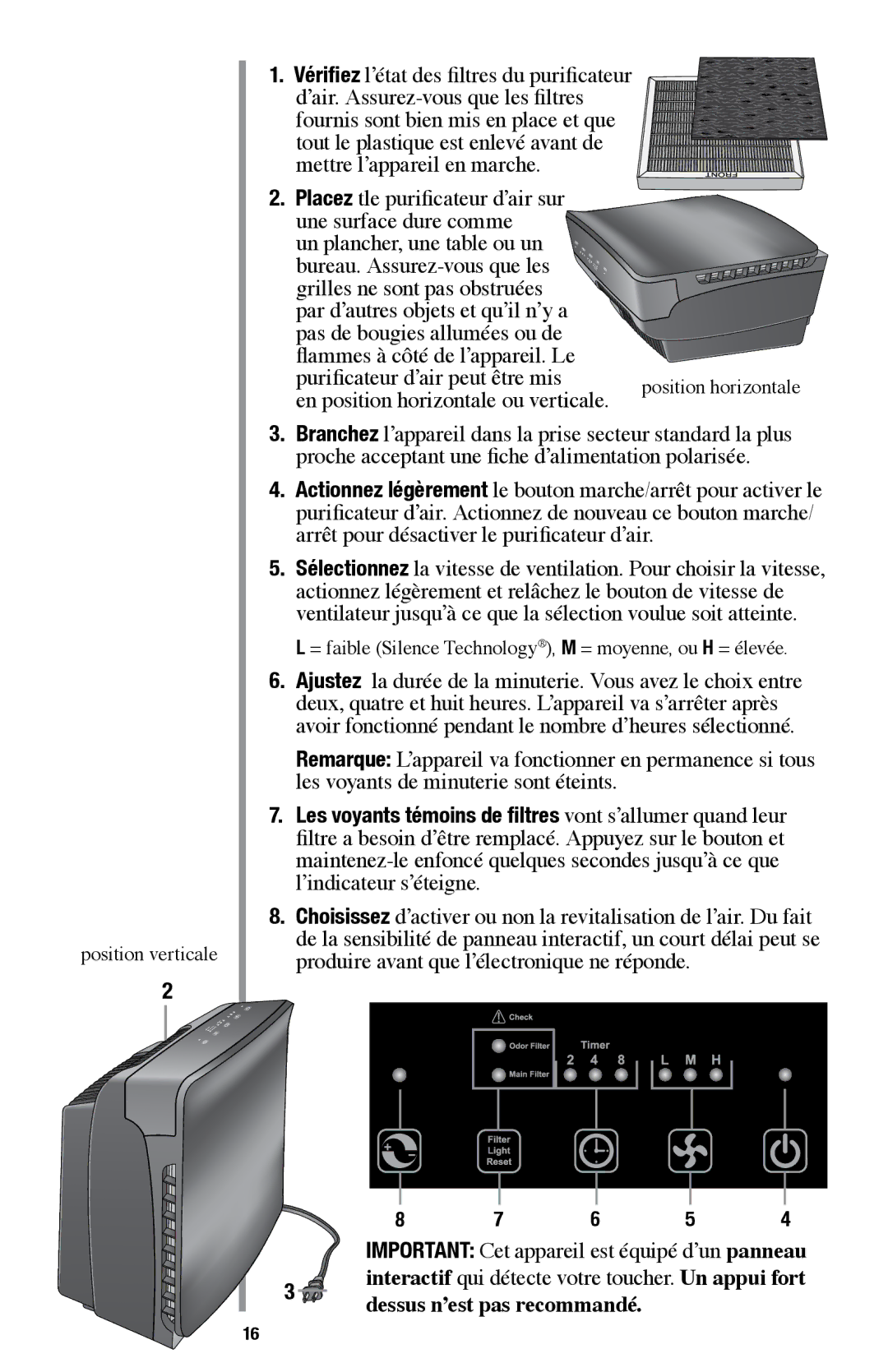 Oreck AIR94 manual Dessus n’est pas recommandé 