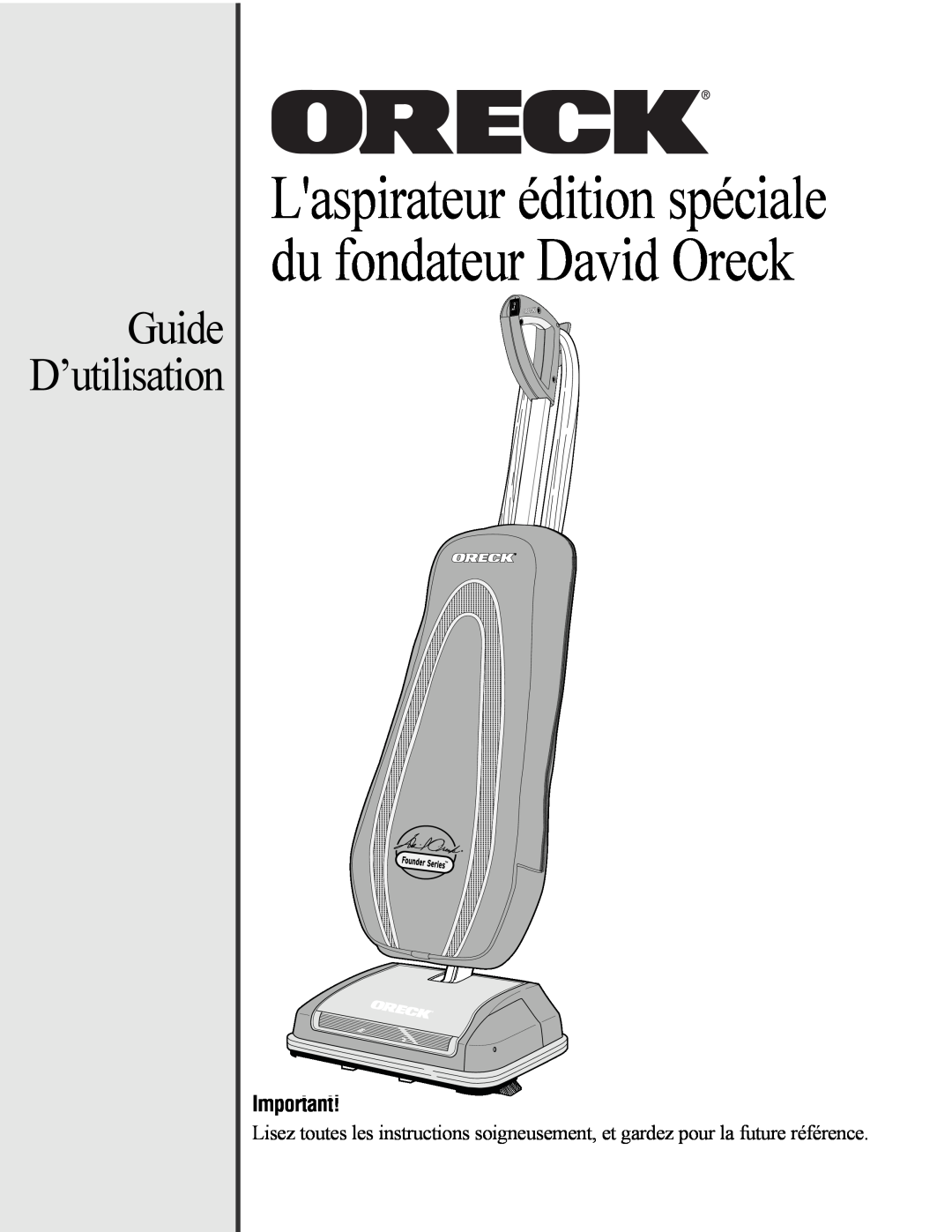 Oreck David manual Guide D’utilisation 