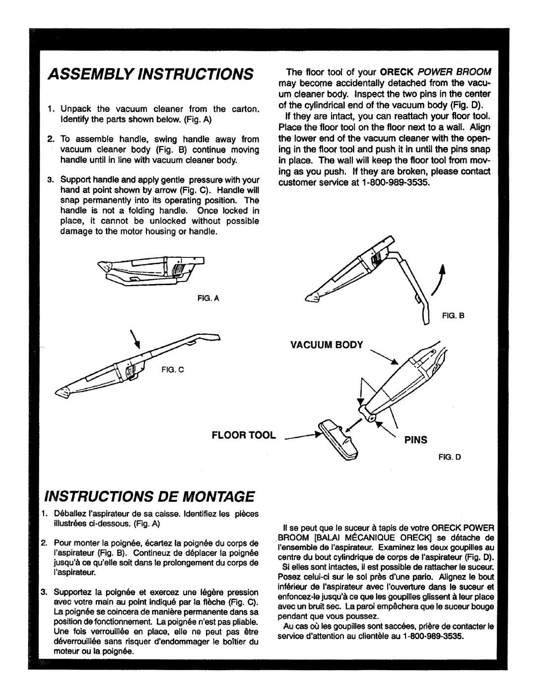 Oreck DP-460 manual 