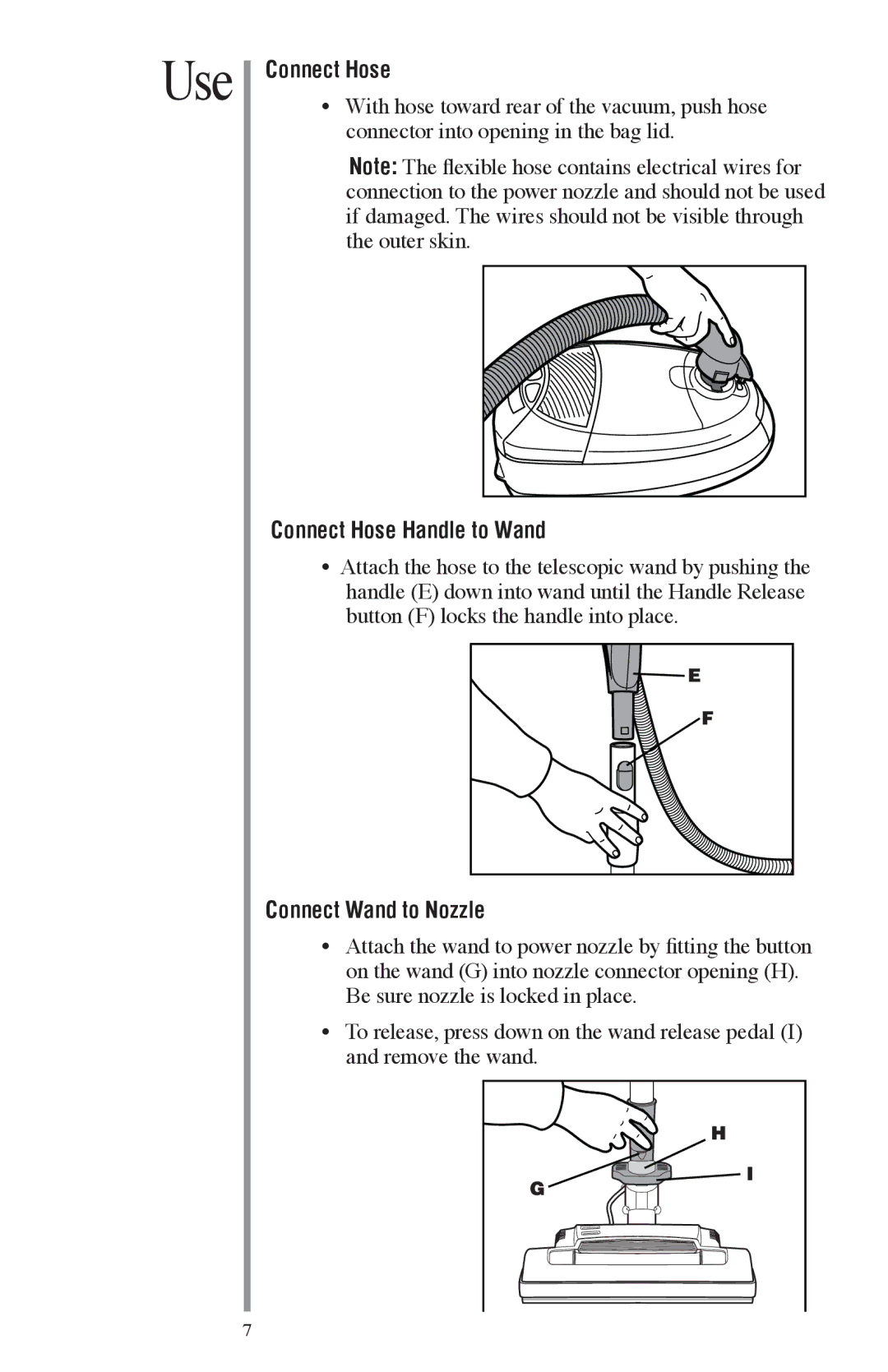 Oreck FC1000 manual Connect Hose Handle to Wand, Connect Wand to Nozzle 