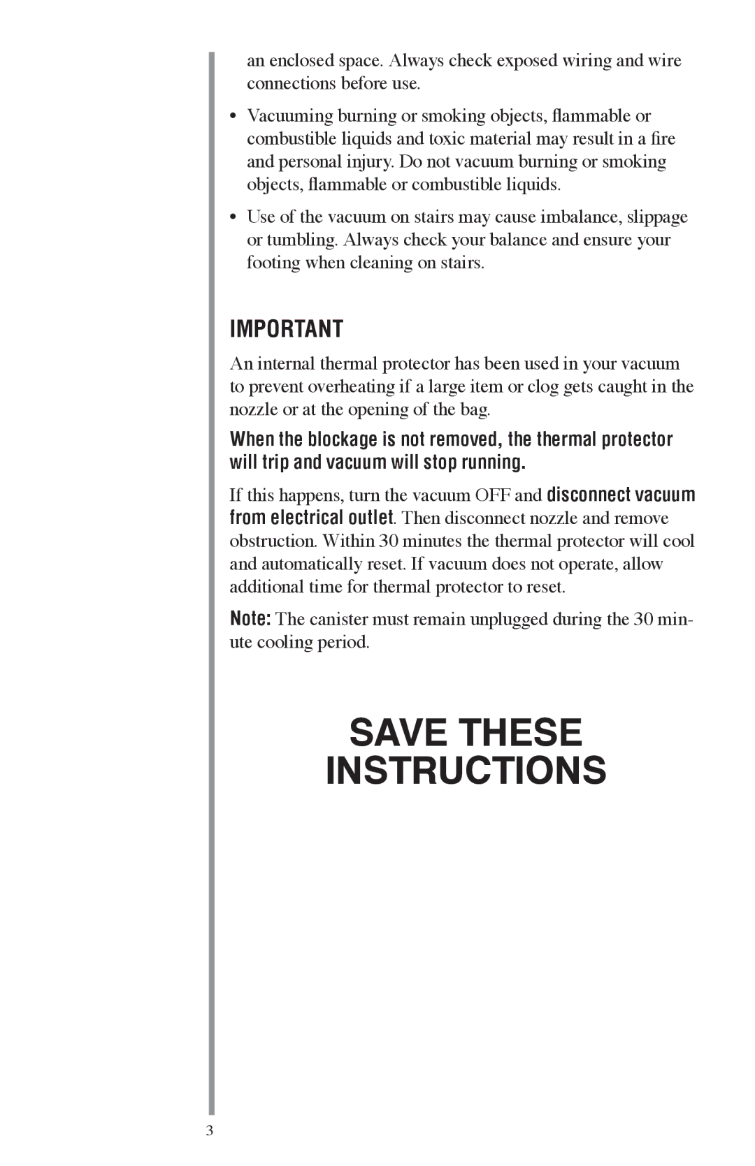 Oreck FC1000 manual Save These Instructions 