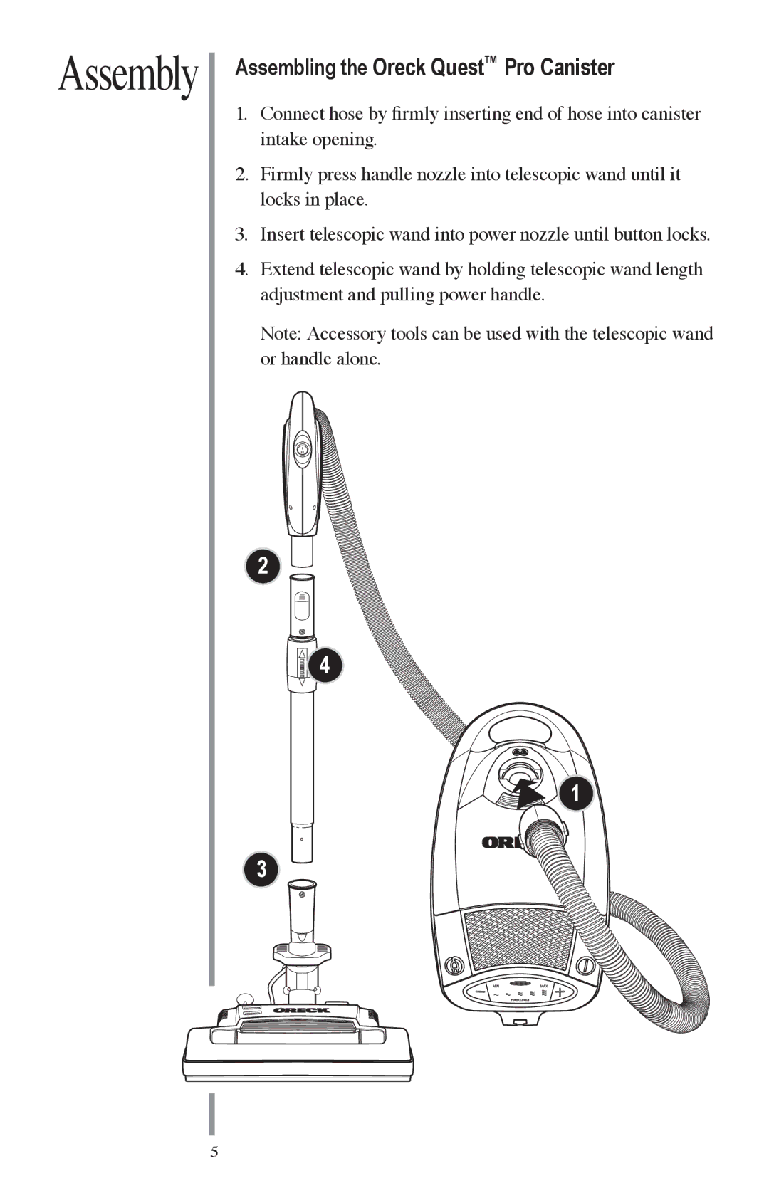 Oreck FC1000 manual Assembly 