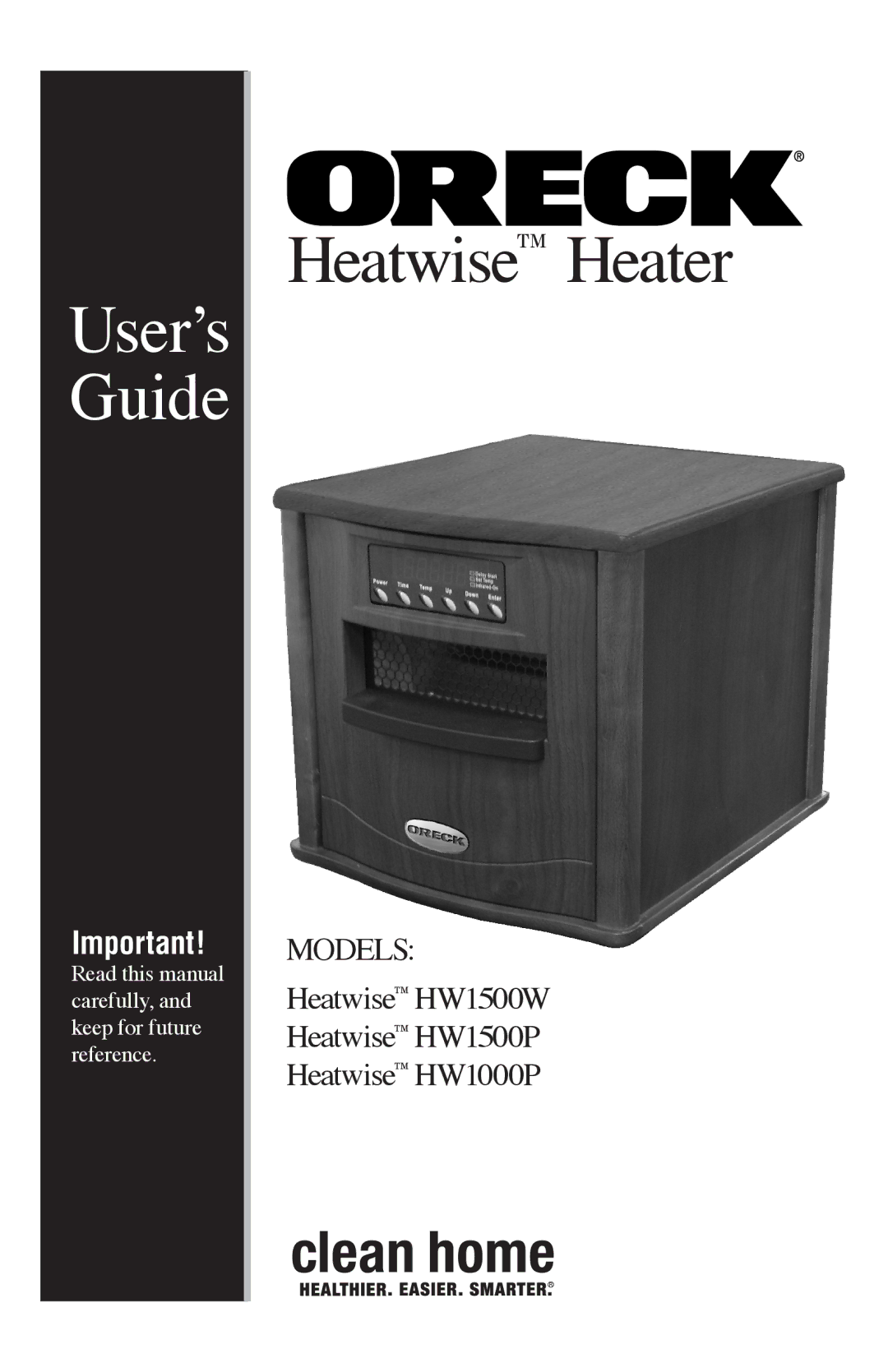 Oreck HW1500W, HW1000P, HW1500P manual Heatwise Heater 