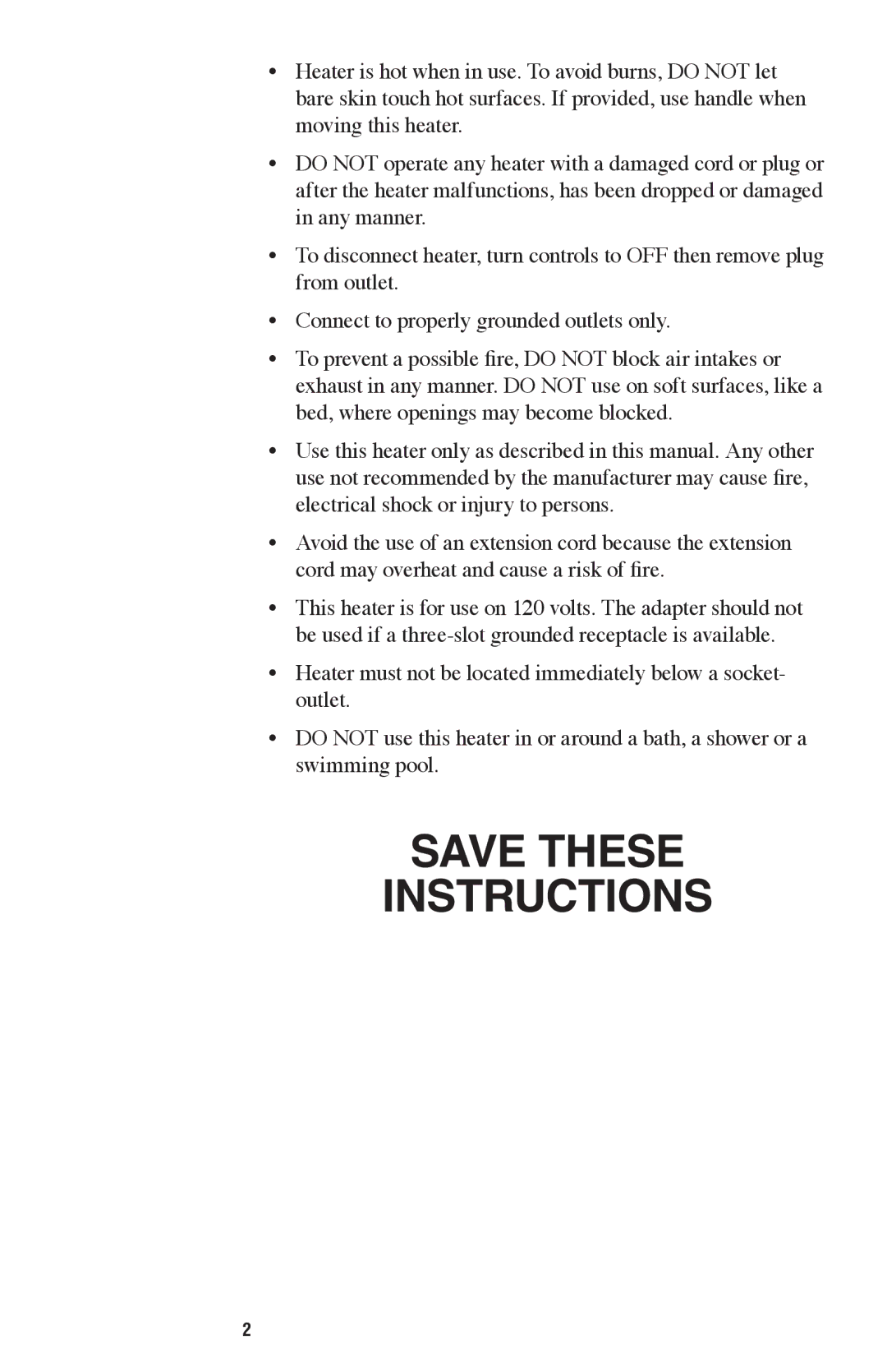 Oreck HW1500P, HW1000P, HW1500W manual Save These Instructions 