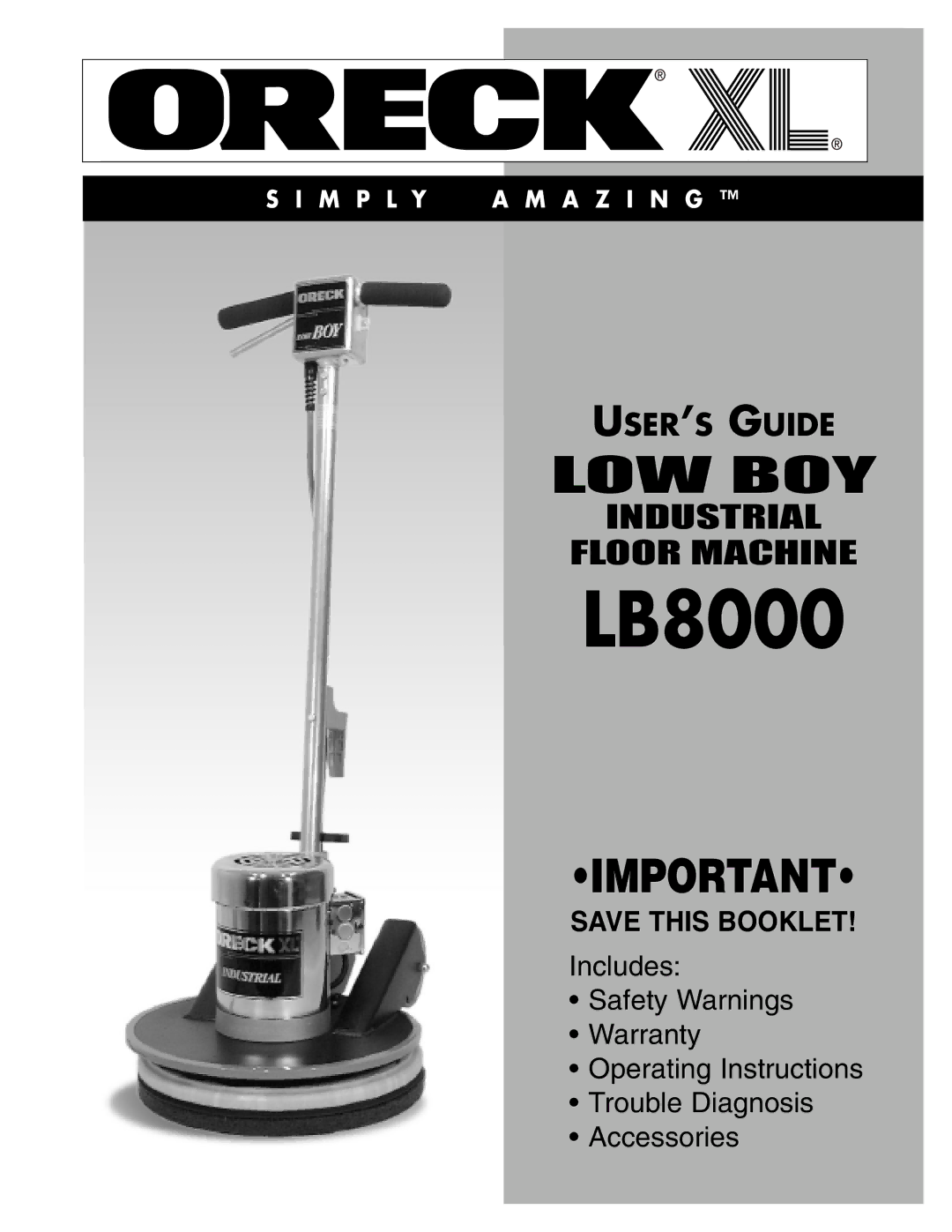 Oreck LB8000 warranty 