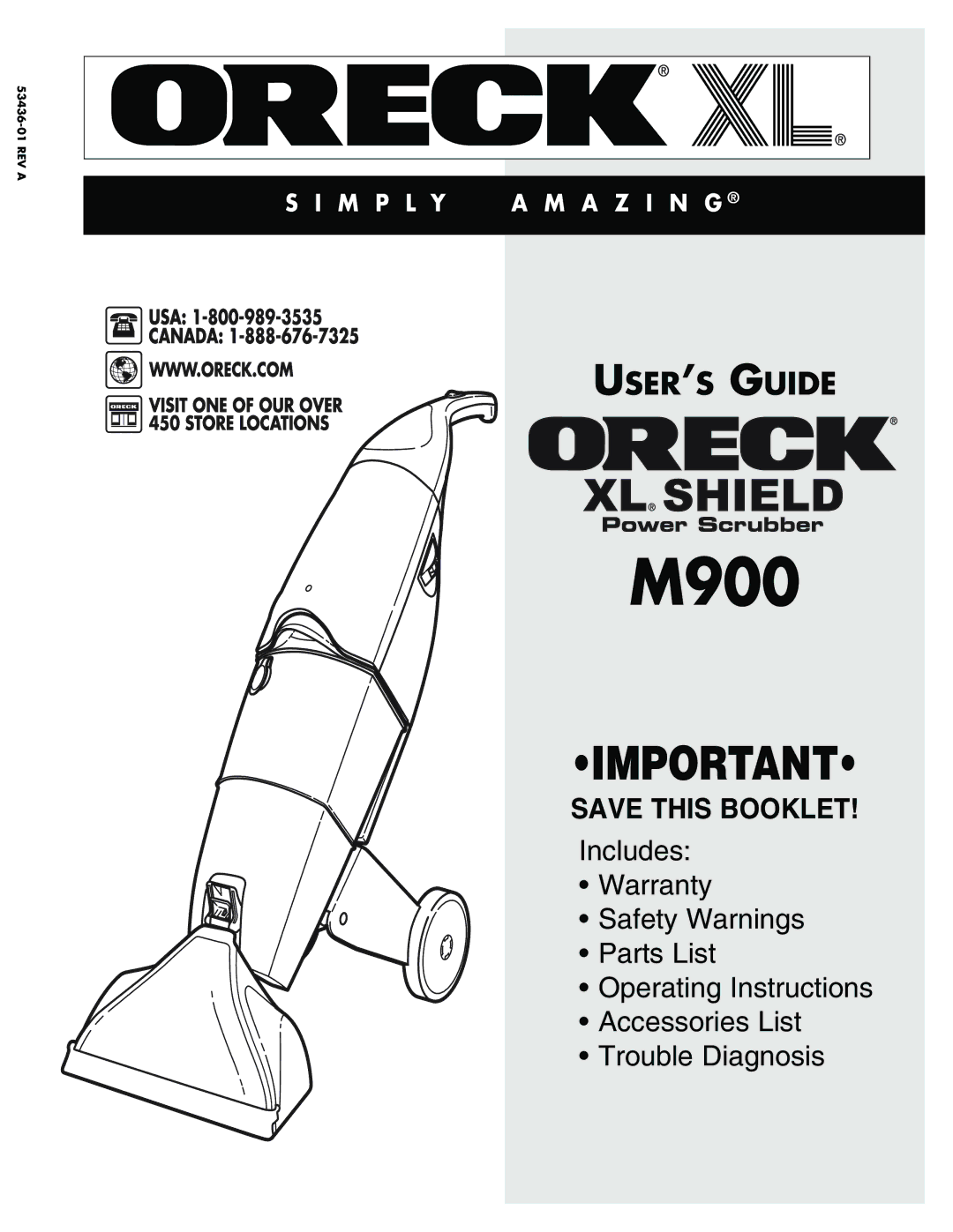 Oreck M900 warranty 