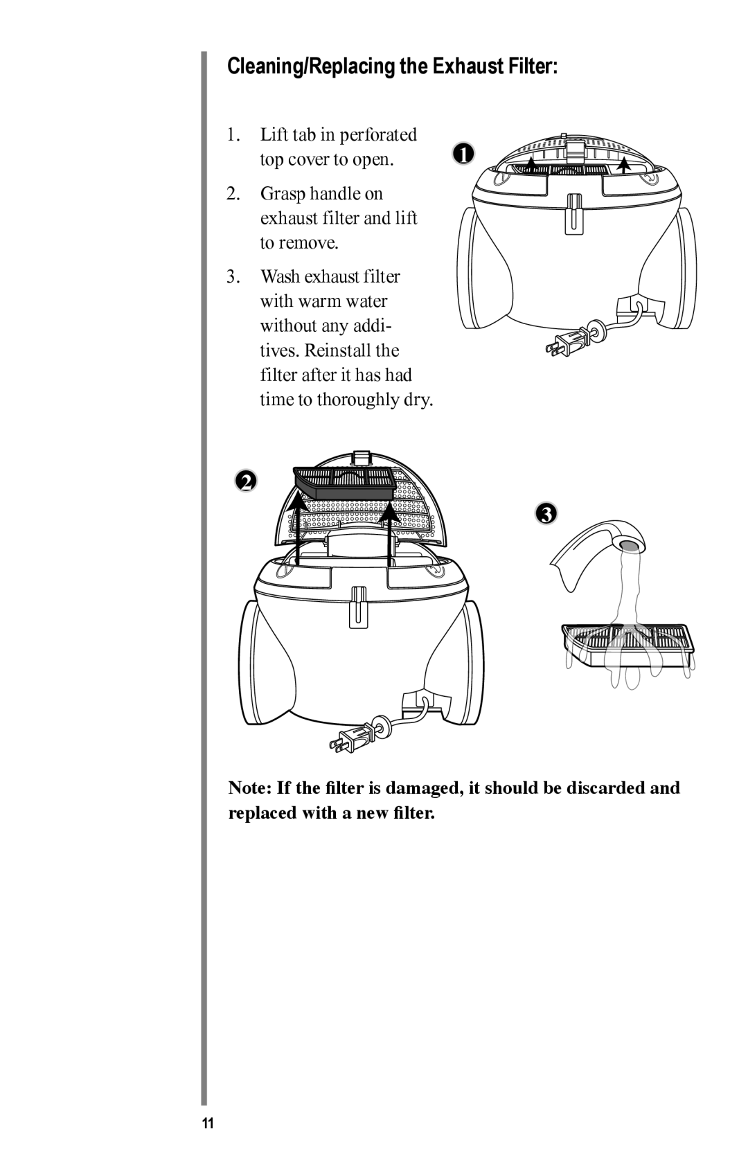 Oreck MC1000 manual Cleaning/Replacing the Exhaust Filter 