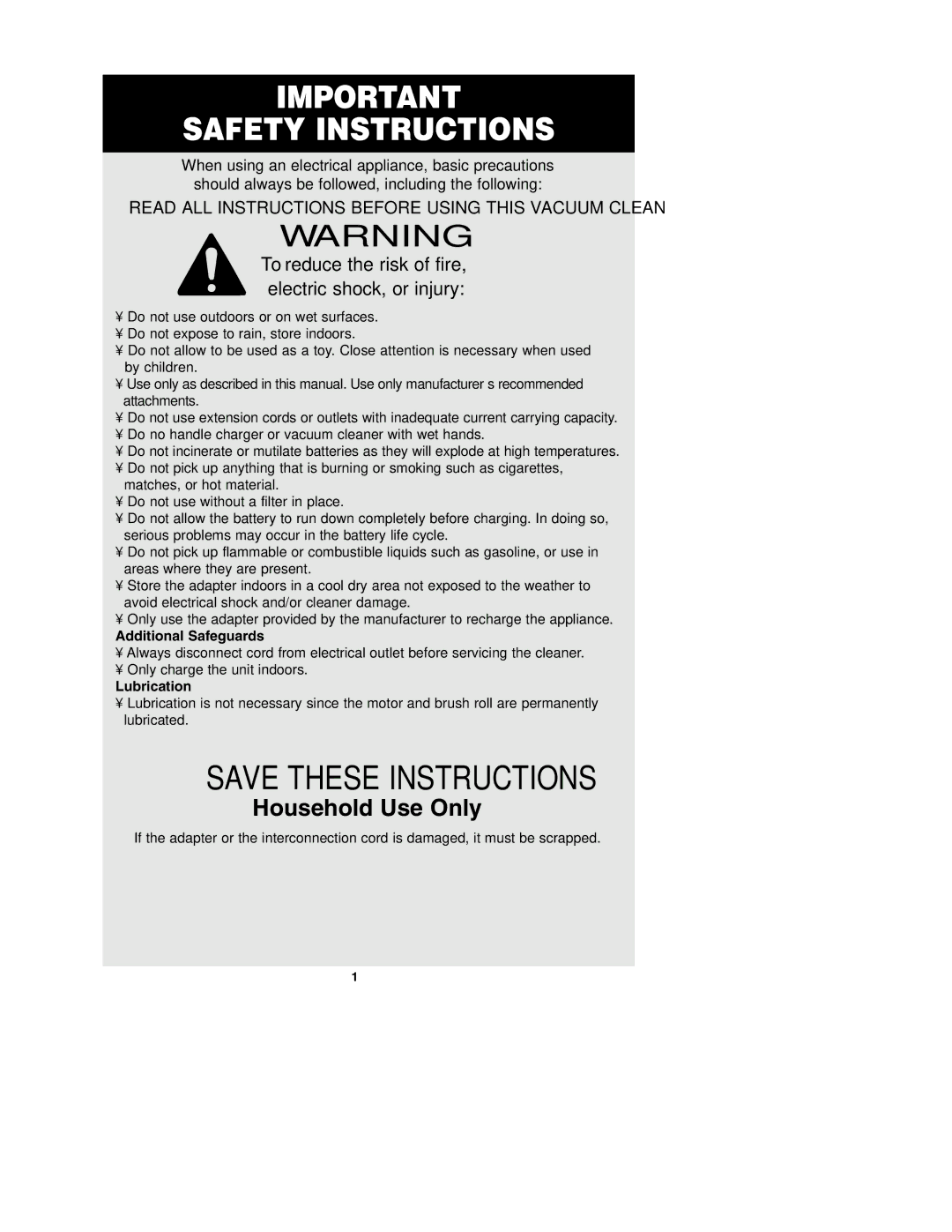 Oreck MODEL AV-701B important safety instructions Safety Instructions 