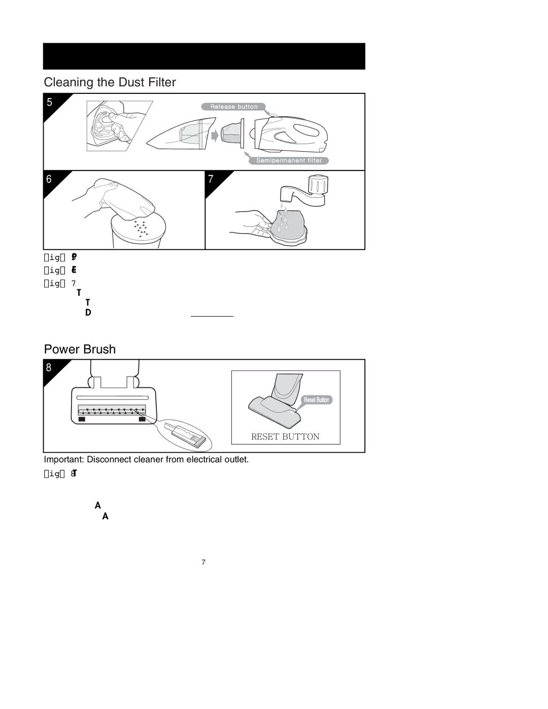 Oreck MODEL AV-701B important safety instructions Cleaning the Dust Filter 