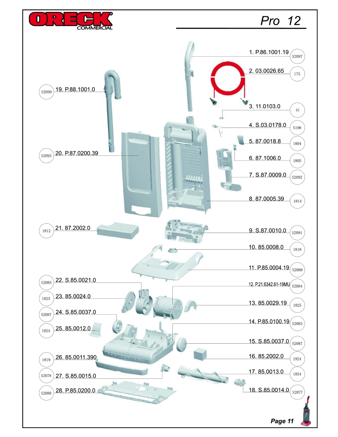 Oreck Pro 12 manual 