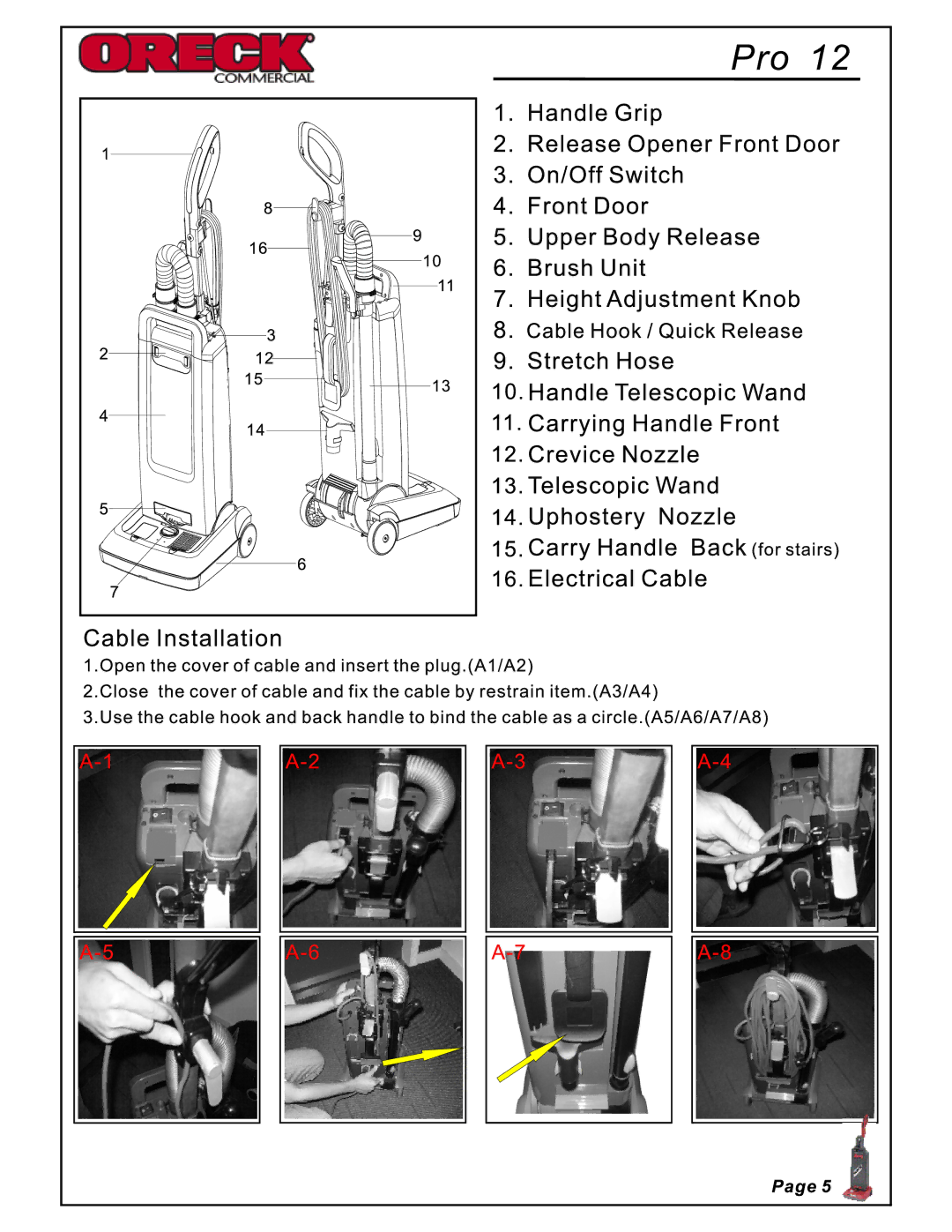 Oreck Pro 12 manual 