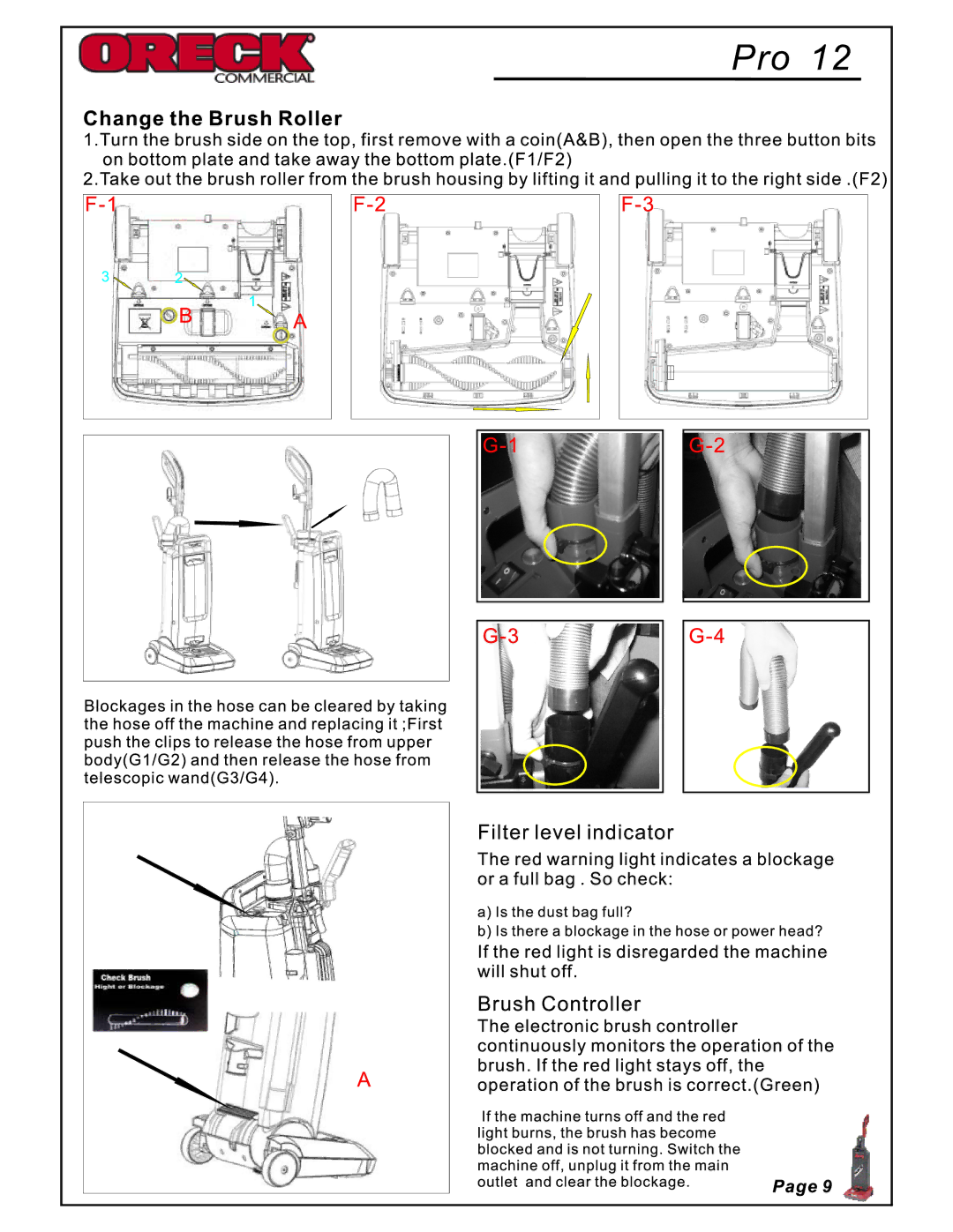 Oreck Pro 12 manual 