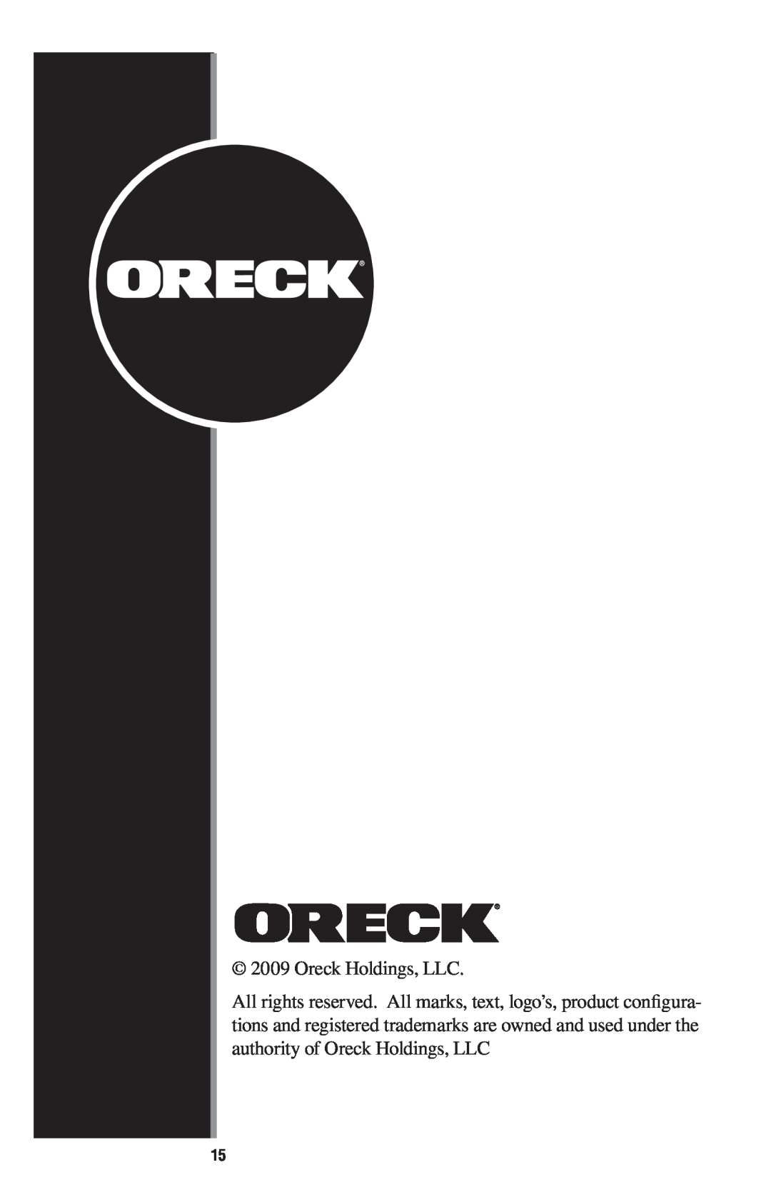 Oreck ProShield Air Purifier manual Oreck Holdings, LLC 