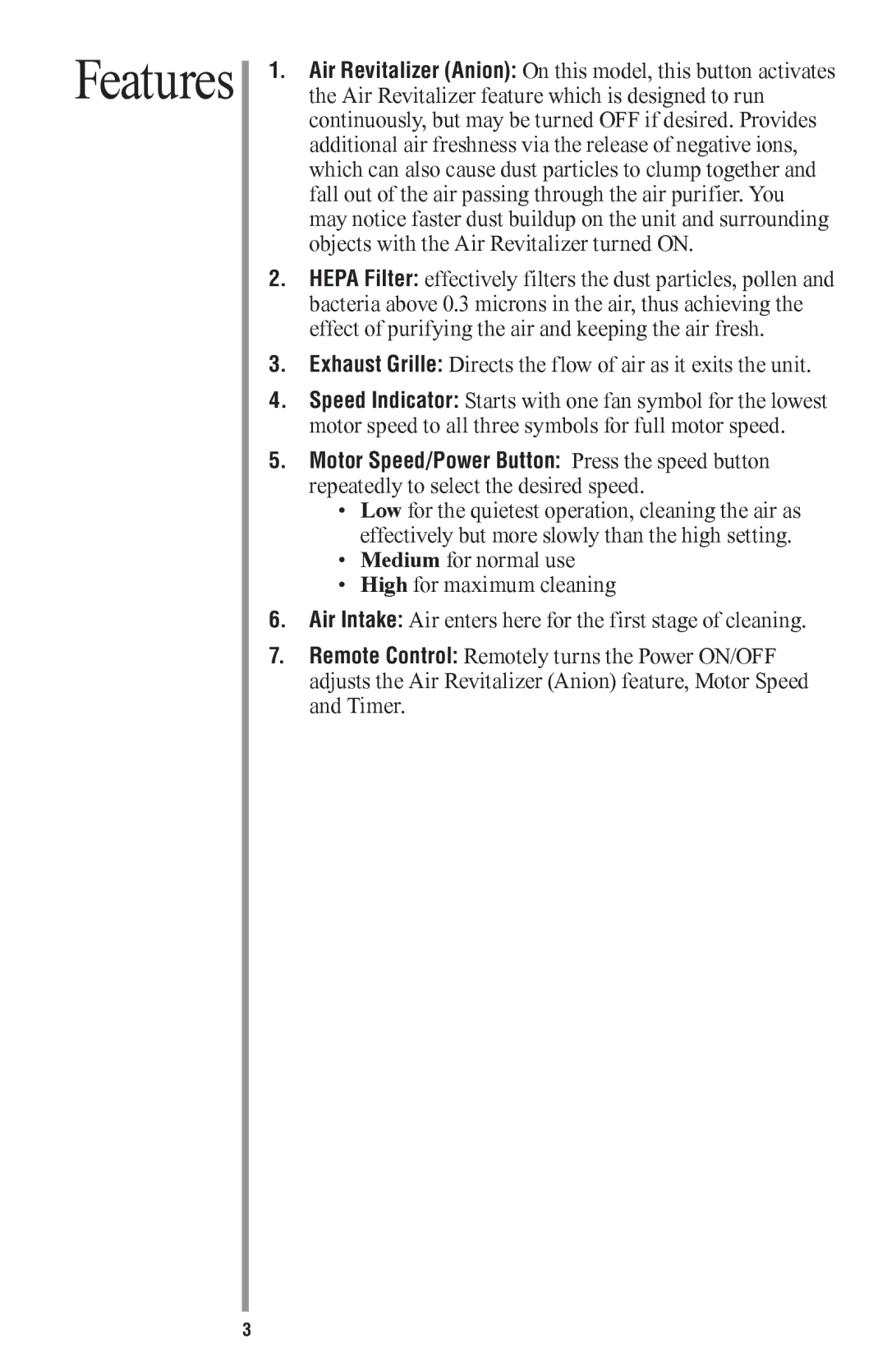 Oreck ProShield Plus Ai manual Features 