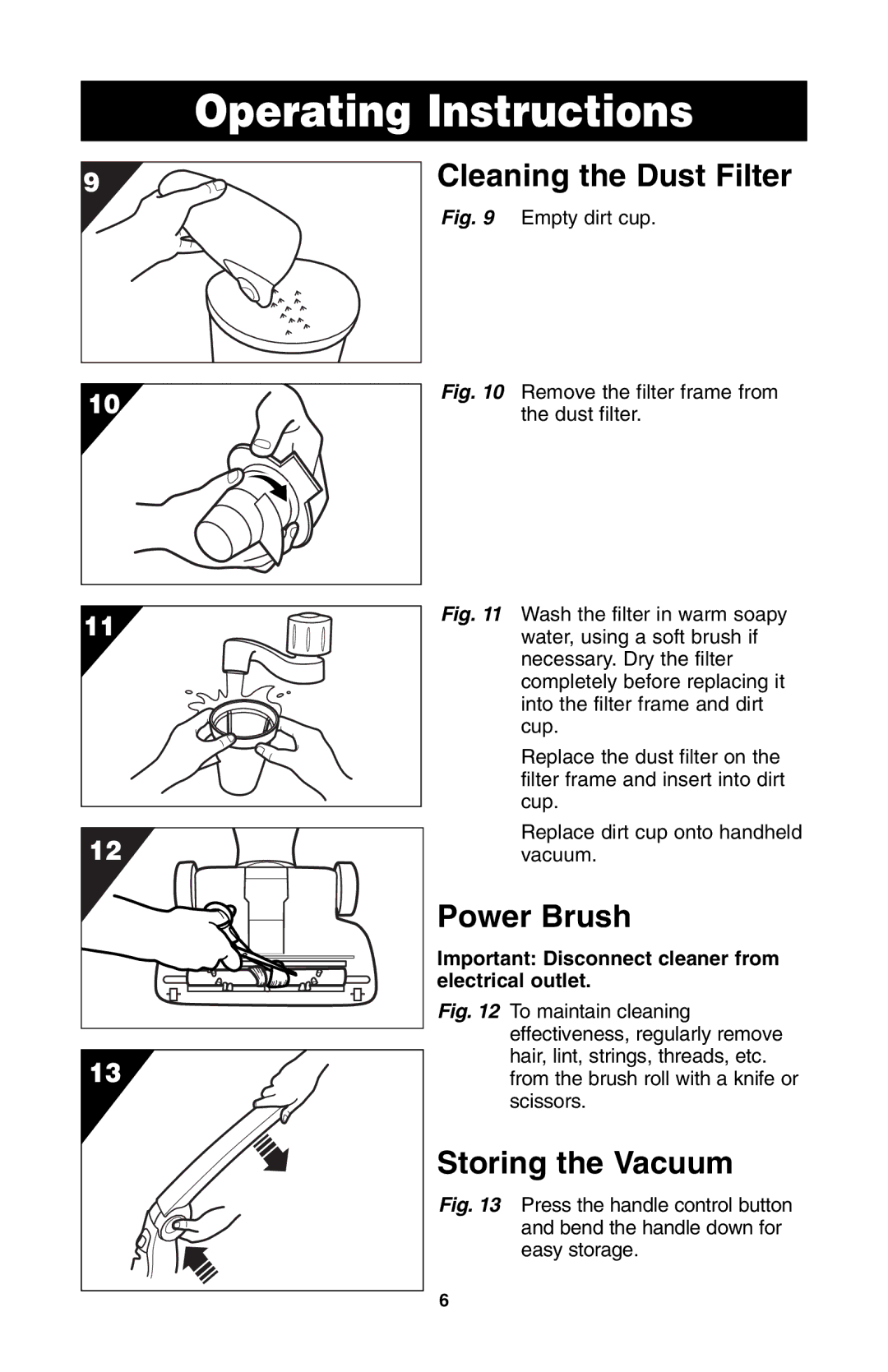 Oreck QS110 important safety instructions Cleaning the Dust Filter 