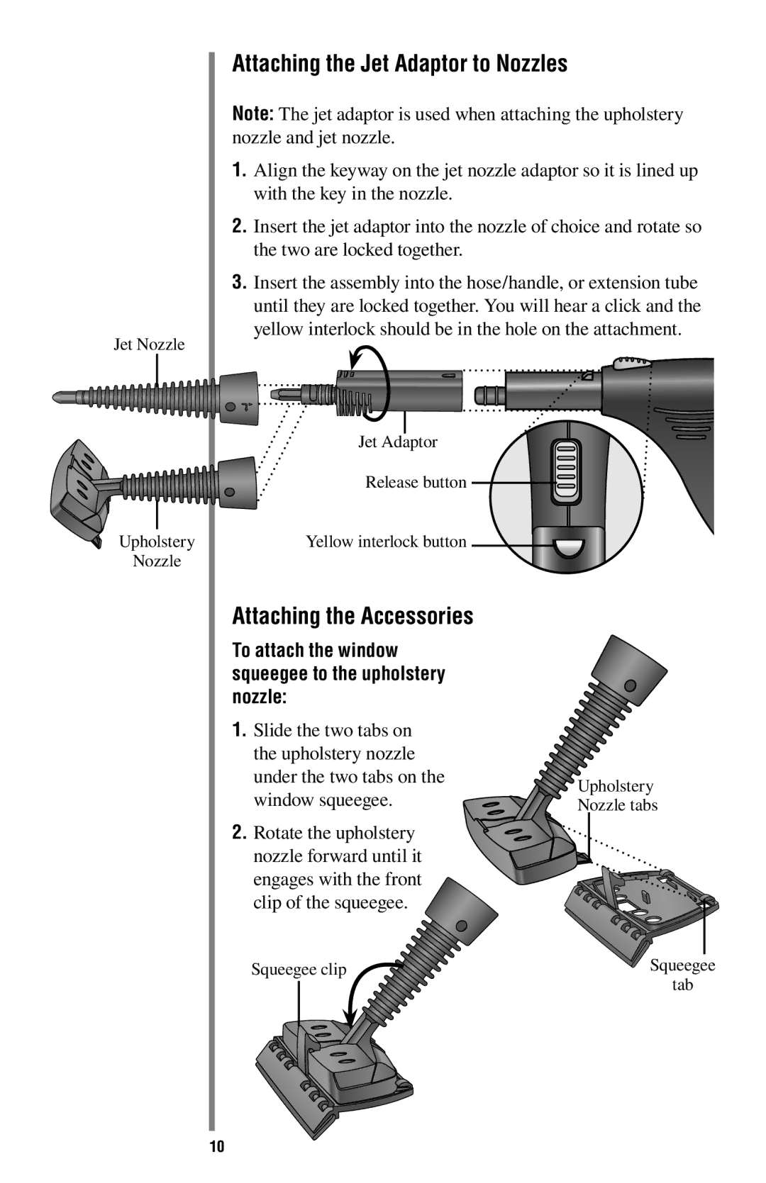 Oreck STEAM200 manual Attaching the Jet Adaptor to Nozzles 