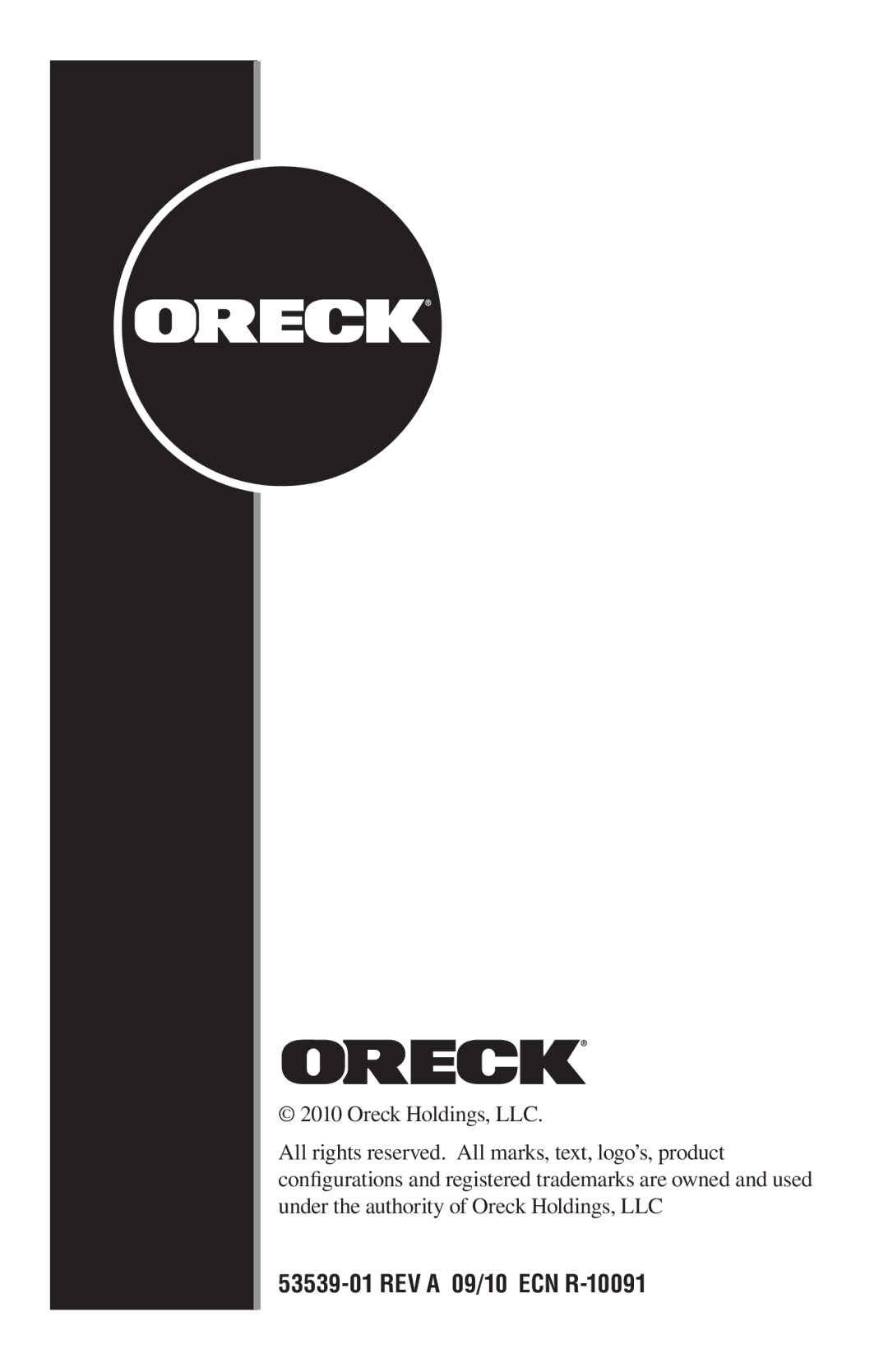 Oreck STEAM200 manual REV a 09/10 ECN R-10091 