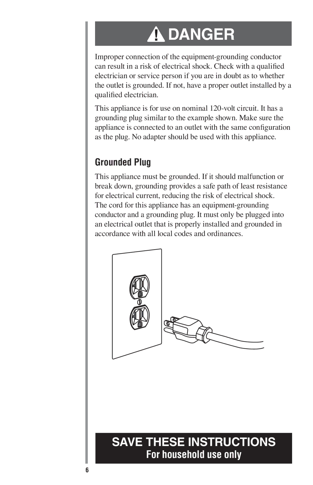 Oreck STEAM200 manual Grounded Plug 