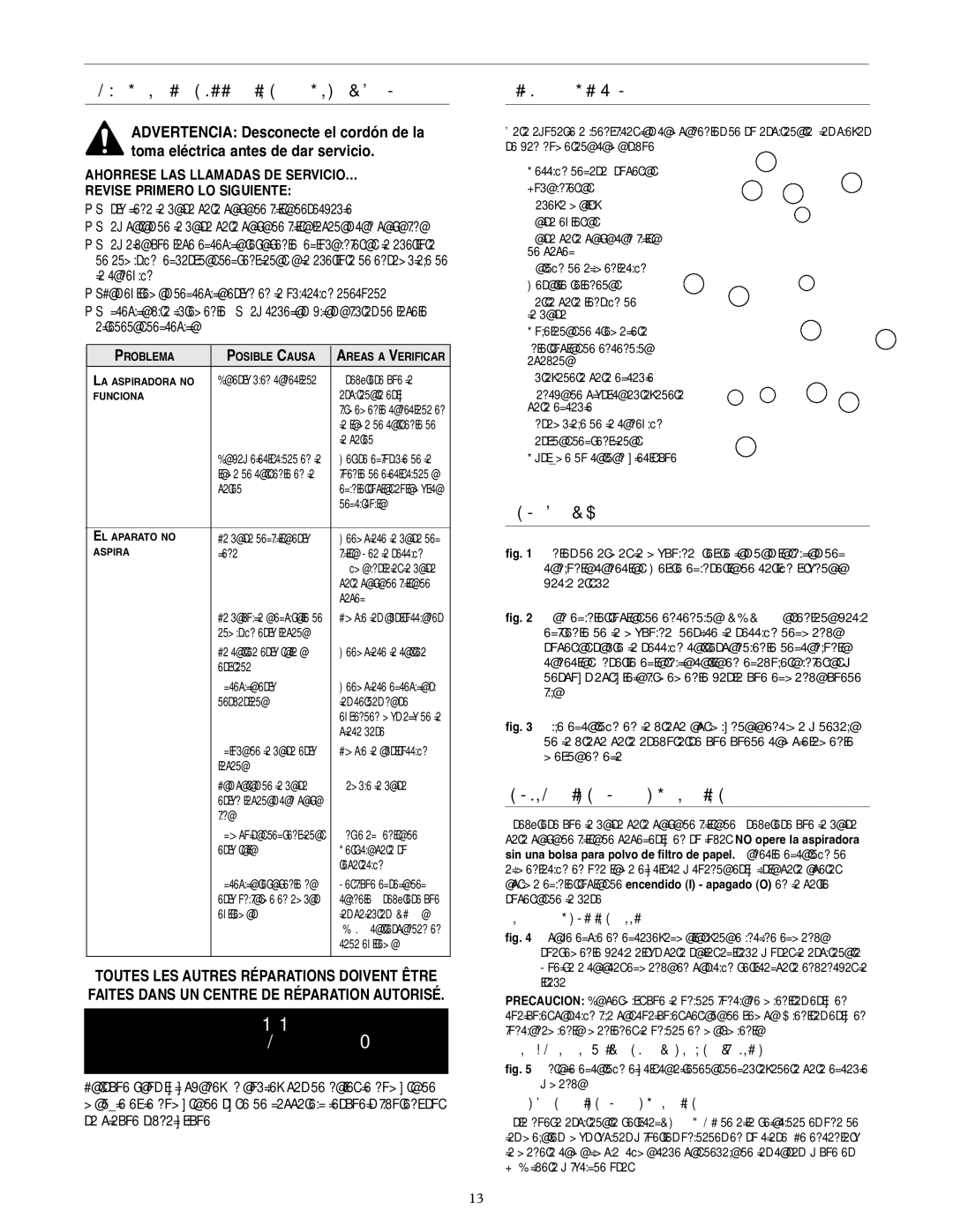 Oreck U3120HH warranty ’ Assistance À LA Clientèle, Guía para identificación de problemas, Lista de piezas, Ensamblaje 