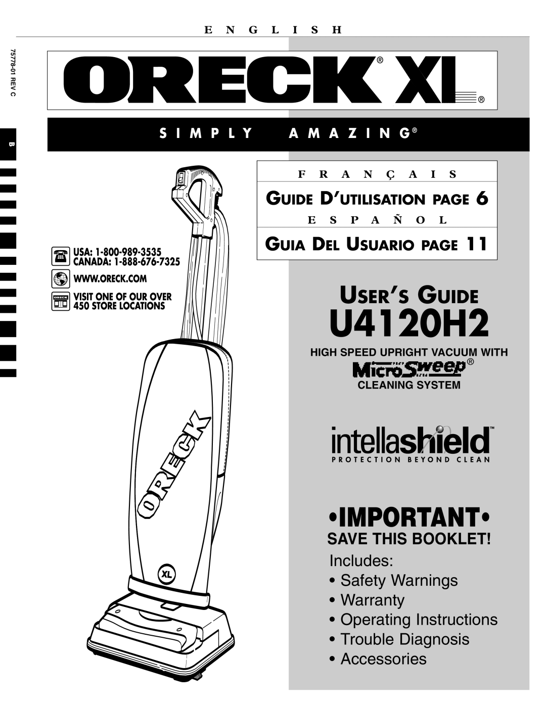 Oreck U4120H2 warranty 