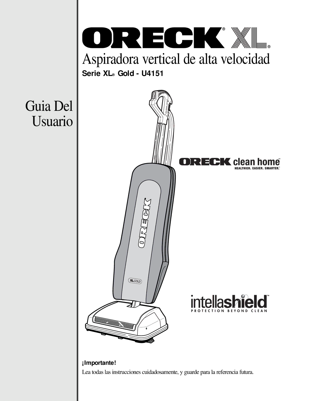 Oreck U4151 manual Aspiradora vertical de alta velocidad 