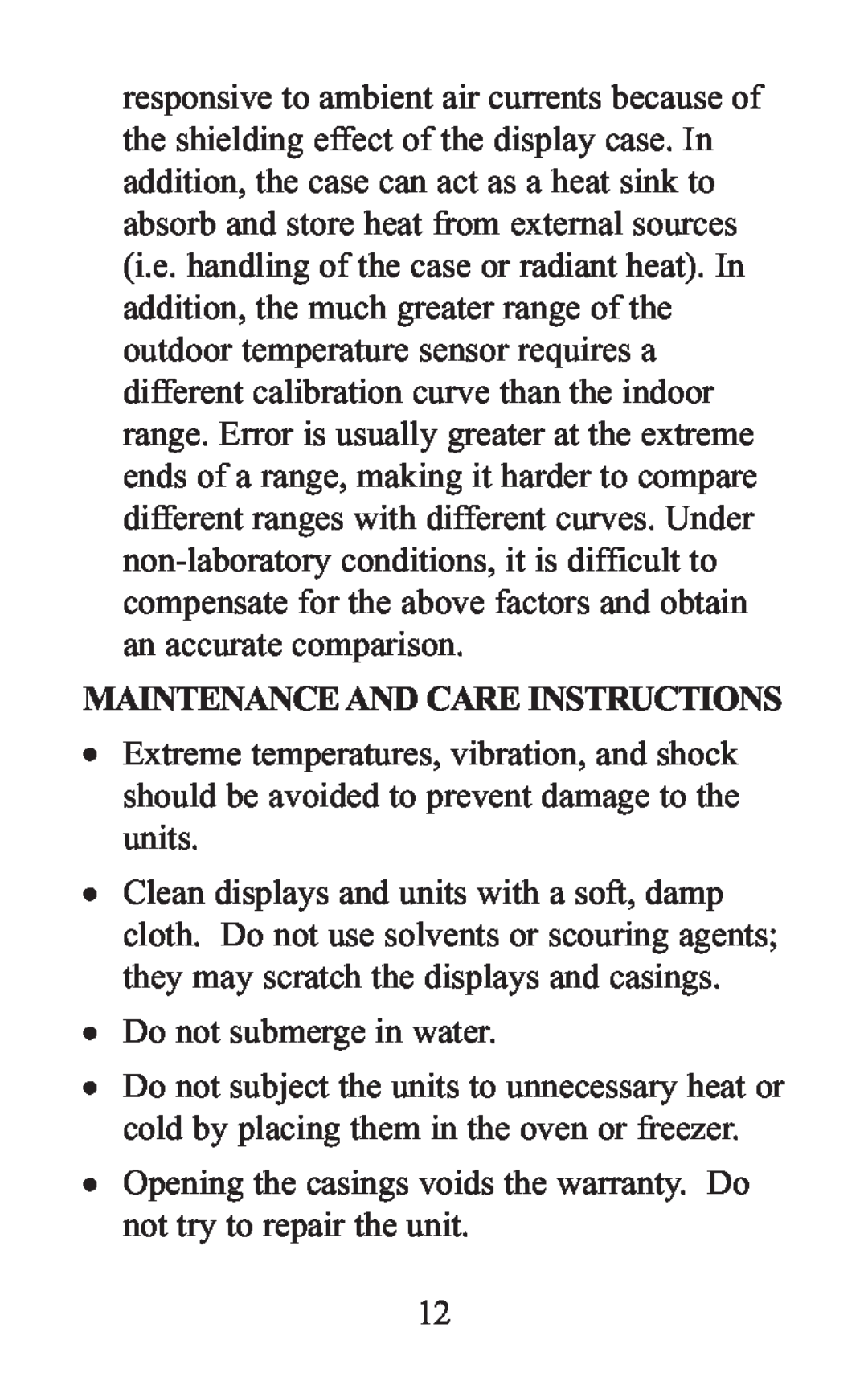 Oreck WS-7013U instruction manual Maintenance And Care Instructions, Do not submerge in water 