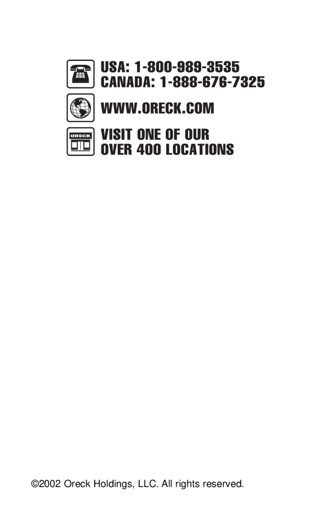 Oreck WS-7013U instruction manual Oreck Holdings, LLC. All rights reserved 