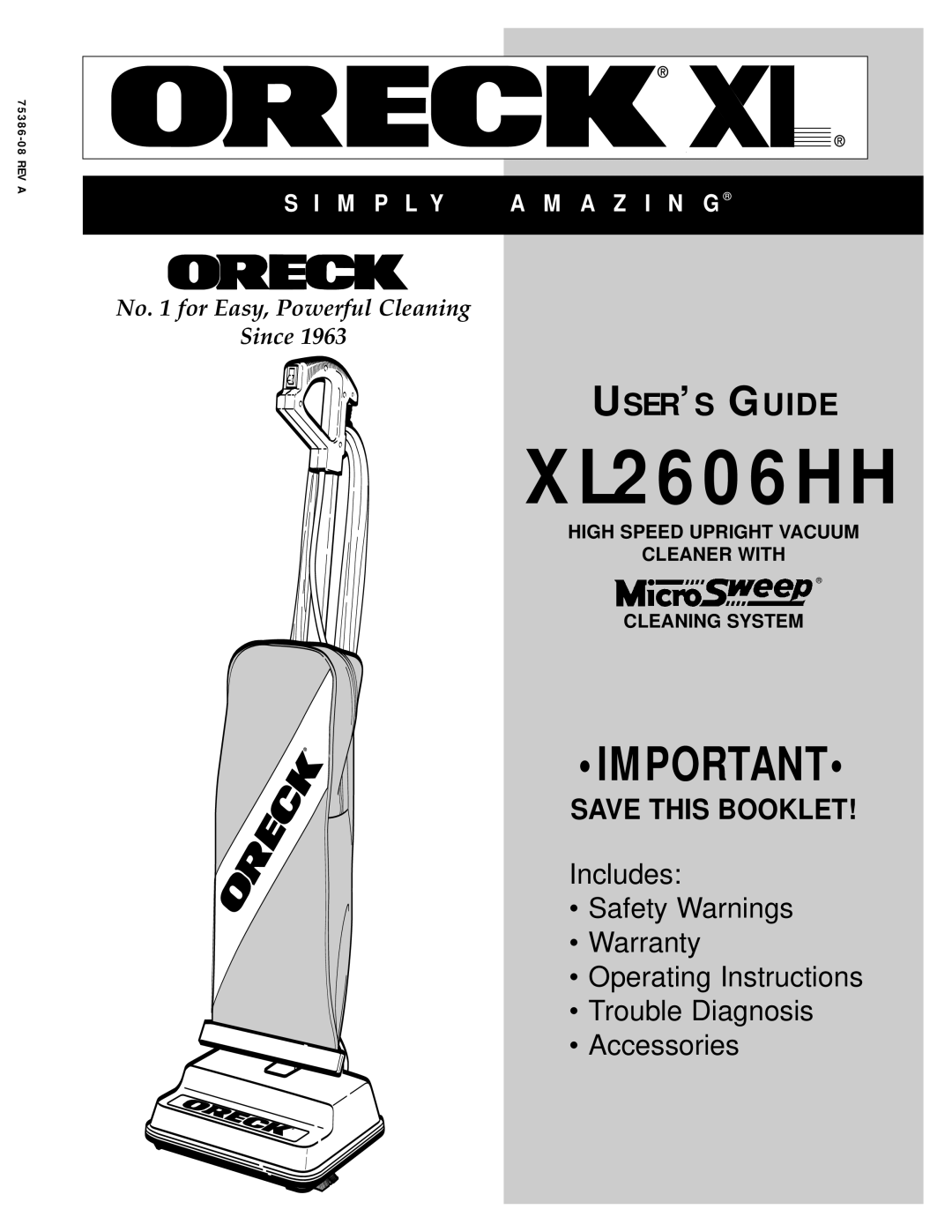 Oreck XL2606HH warranty 